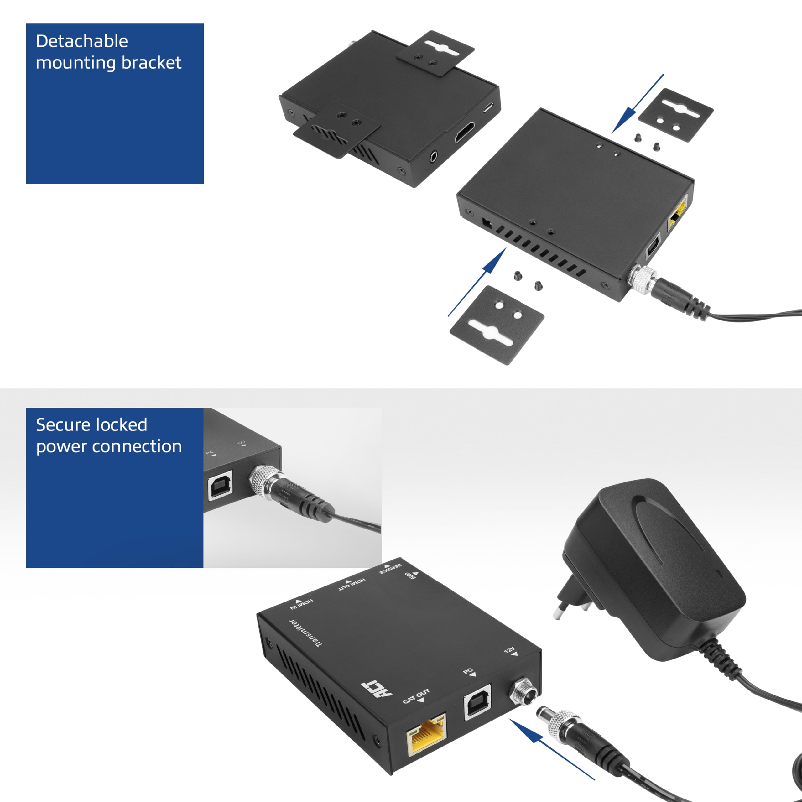 ACT AC7815 Extender KVM HDMI, HDMI over Ethernet vers 70 m sur CAT6/6A, vidéo 4K 60Hz, 2 ports USB pour souris et clavier, EDID HDCP - AC7815