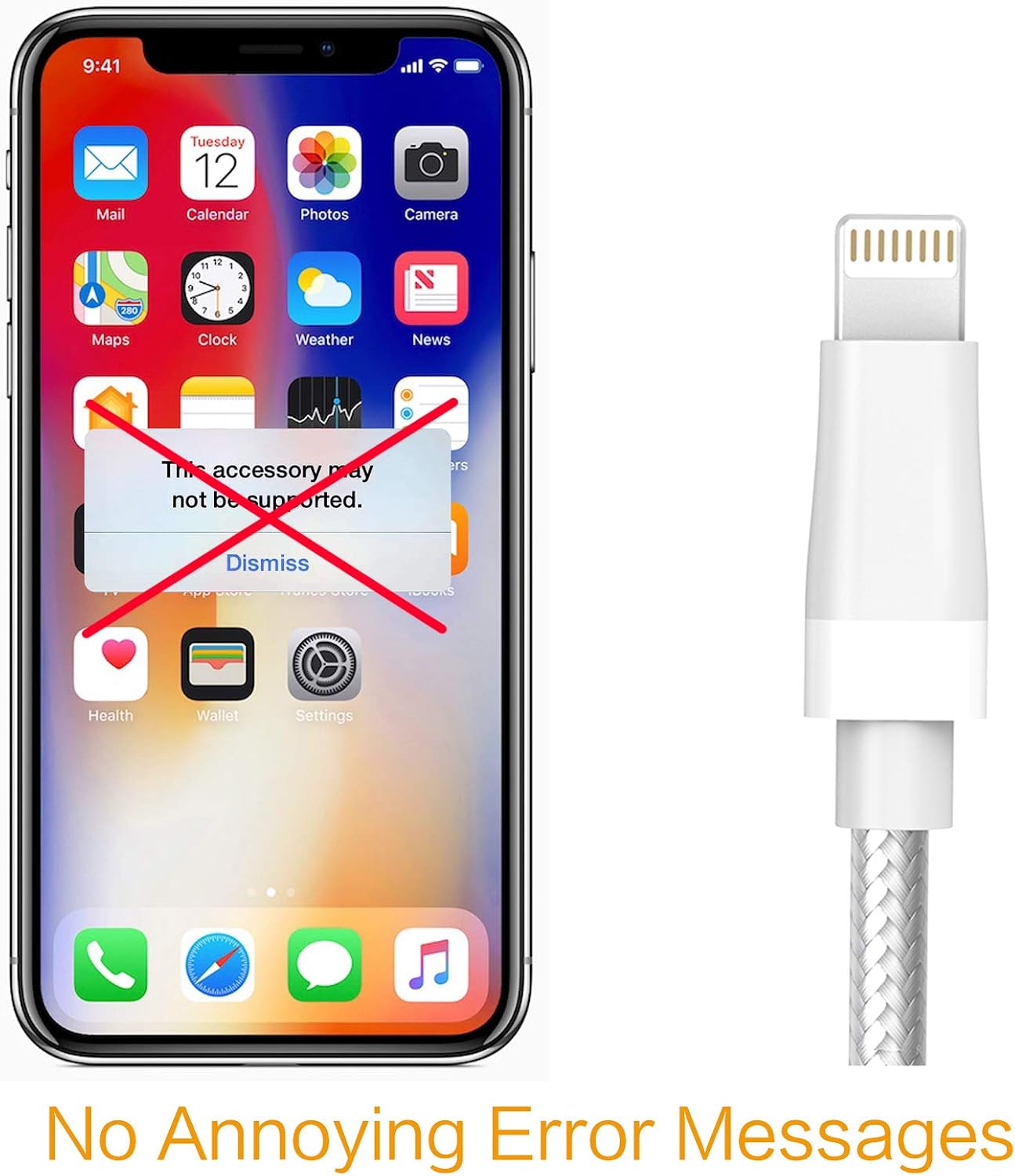 KINPS Apple MFi Certified 10FT/3M Lightning to USB Cable Nylon Braided iPhone Charger Cord Super Long for iPhone Xs/XS Max/XR/X/8/8 Plus/7/7 Plus/6S/6S Plus/6/6 Plus/SE, iPad (White)
