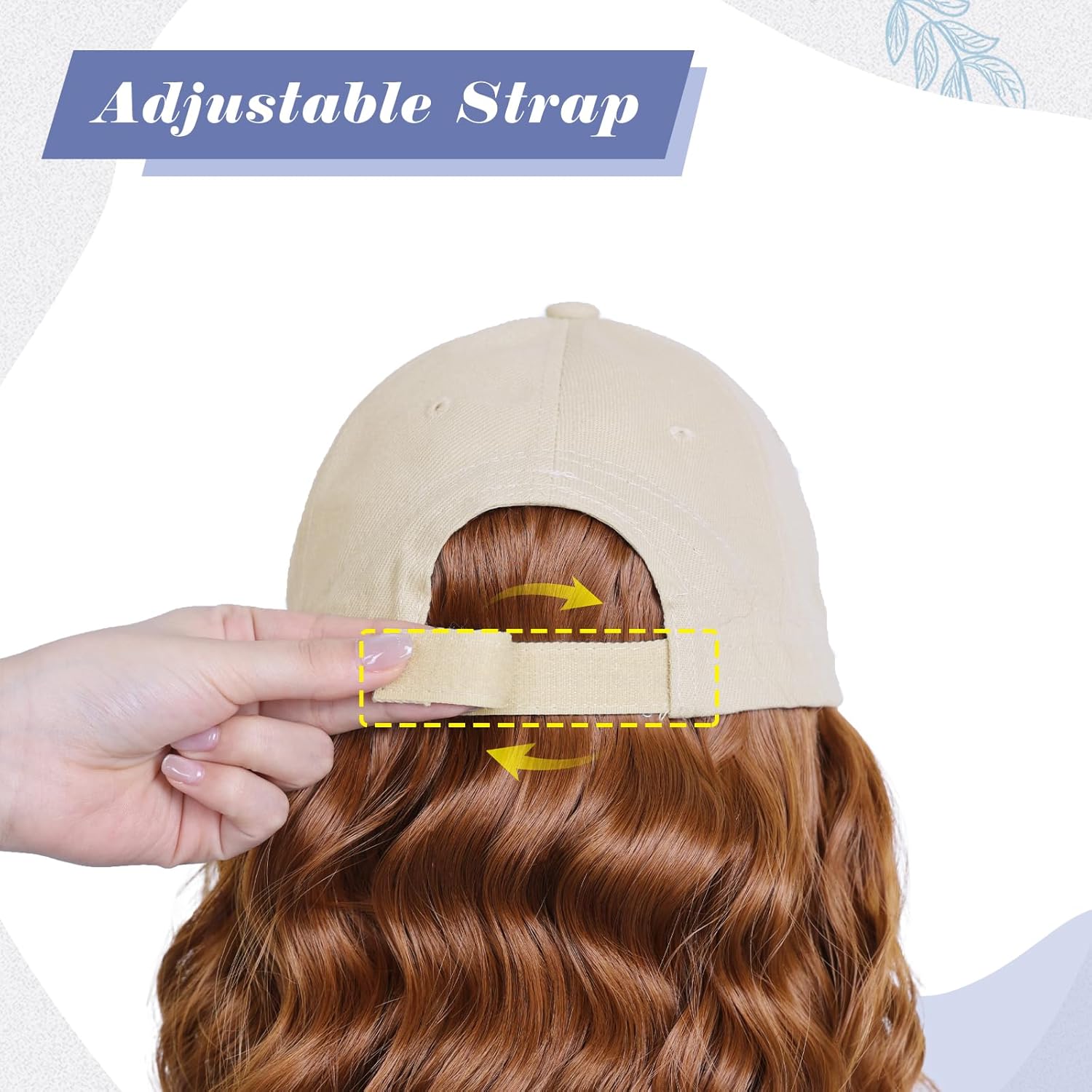 Hat Wigs for Women Baseball Cap with Hair Extensions Short Wave Synthetic baseball Cap Wig for Women Adjustable Hat with Hair Attached for Daily Use(14inch)