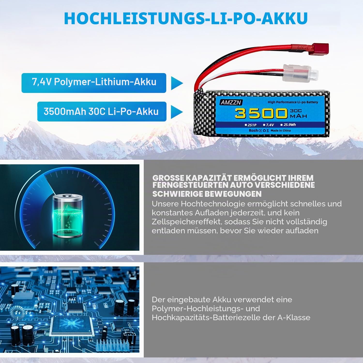 2PCS 7.4V 3500mah 30C 2S T Stecker Lipo Batterie mit 2-in-1 Ladegerät für MJX H16 H16P H16E H16GT H16BM H16DR H16PL 14301 Fernbedienung Auto, aktualisierte Batterie