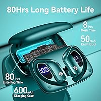 Vista 2 de Auriculares inalámbricos bmani, auriculares Bluetooth con 80 horas de reproducción, estuche con pantalla LED, gancho para la oreja, micrófono