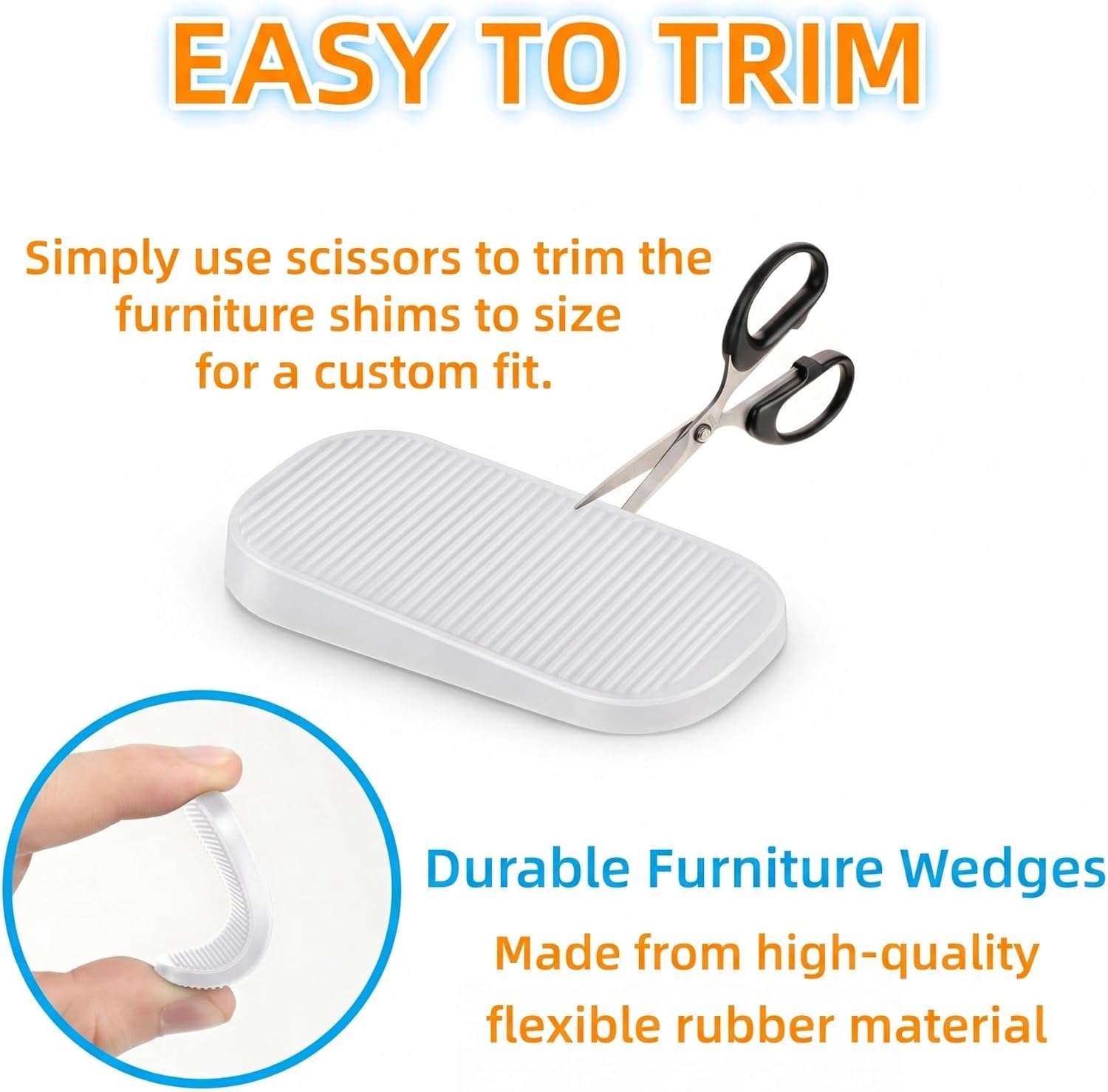 Furniture Levelers, Flexible Plastic Shims for Furniture Leveling Pads Rubber Wedge Shims for Table Chair Levelers Non-Slip Pads for Uneven Floors, Appliances & Toilet, Stackable, Clear, 24-Pack