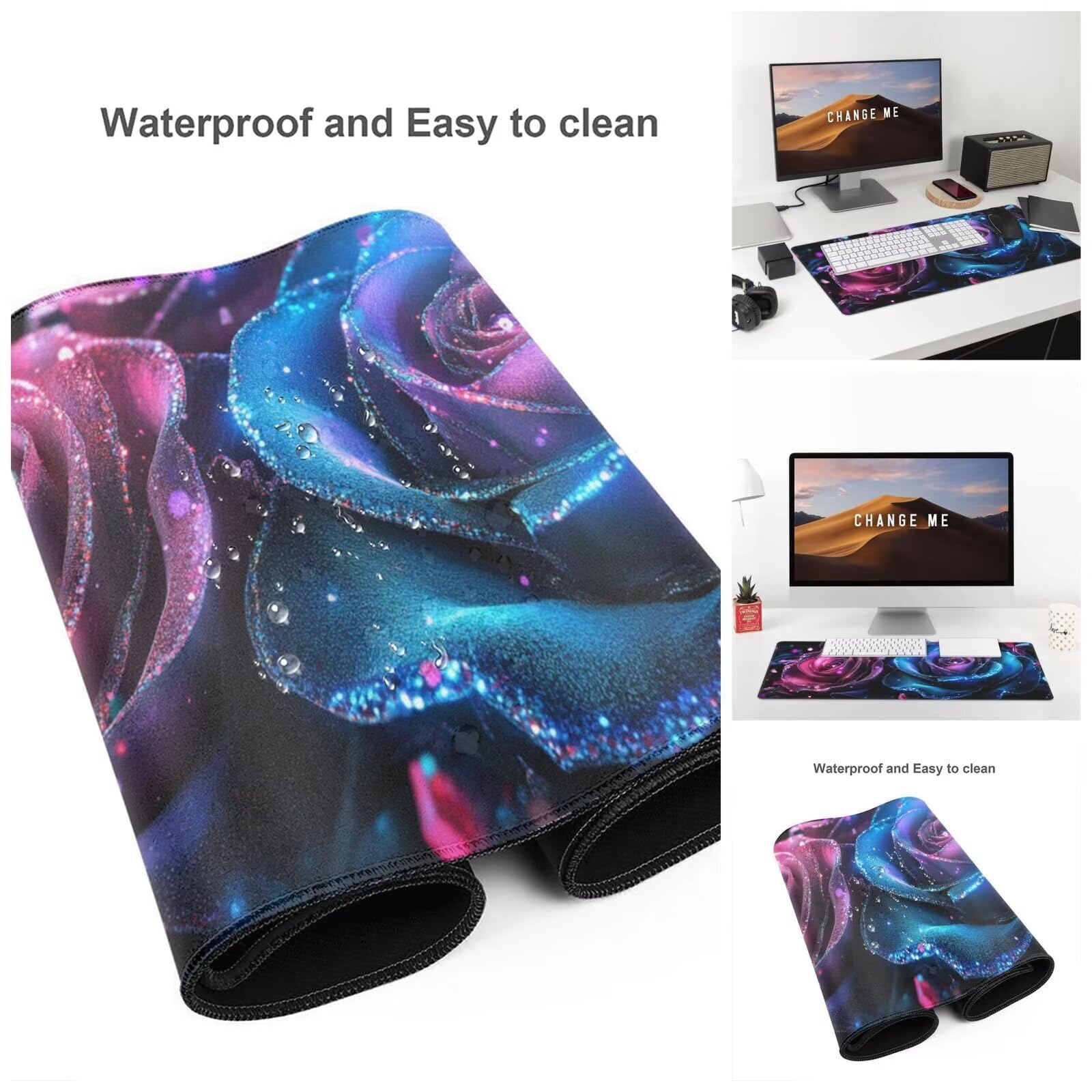 Alfombrilla Ratón Abstracto Alfombrilla Ratón XXL 1600 x 800 mm, Negro Mouse Pad Gaming con Bordes Cosidos, Impermeable Mousepad XXL Base de Goma Antideslizante Duradera, Mouse Pad para Oficina Q520