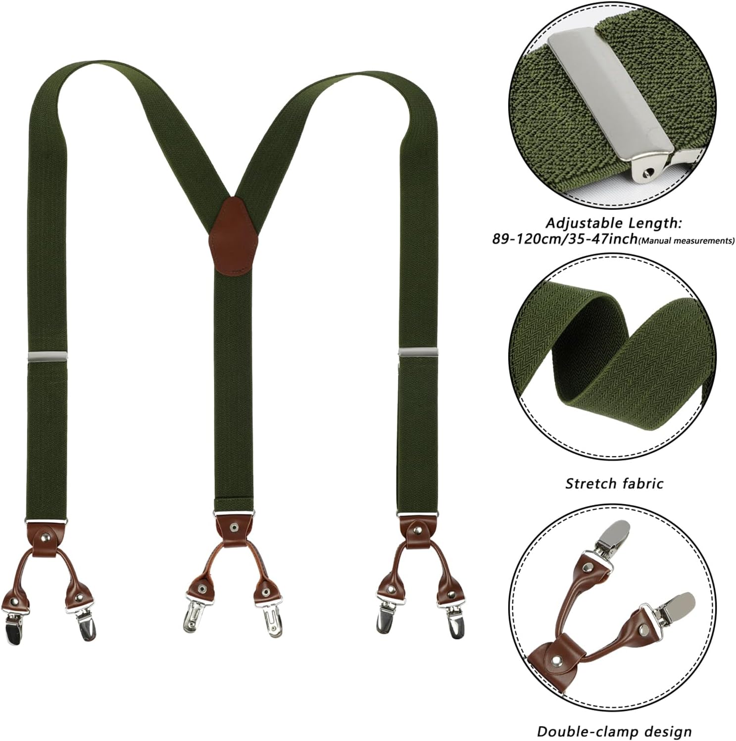 Suspenders for Men with Strong Clips, 1.4 Inches Wide Heavy Duty Men's Suspenders Y-Back for Work Jeans - Image 2