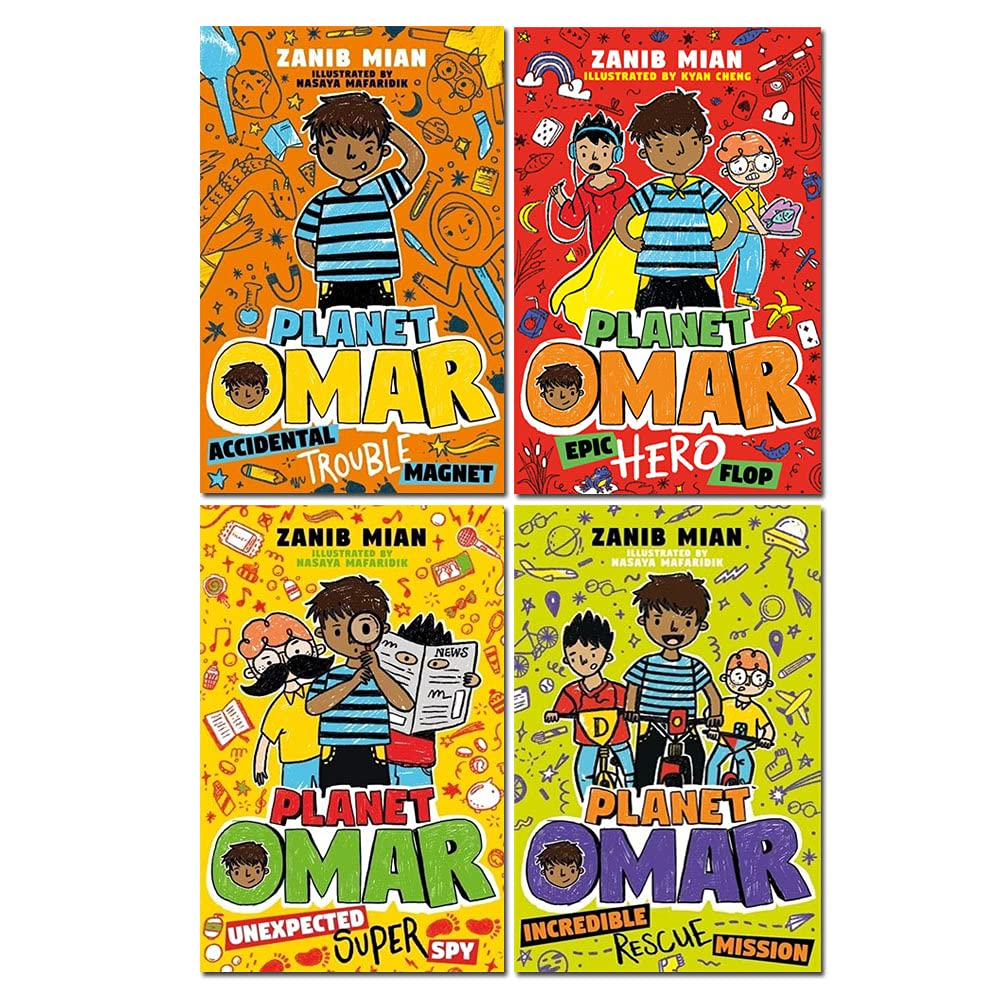 Planet Omar 4 Book Set Collecton By Zanib Mian (Epic Hero, Accidental Trouble, Unexpected Super Spy ,Incredible Rescue Mission)