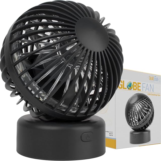 Desktop Fan Mini USB Fan with 3 speed settings ideal for Office and home - Globe shape Edition with 2 years warranty 
