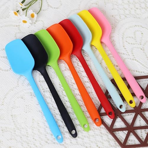 Miniatura 4 de Juego de 8 espátulas de silicona coloridas de 8.2 pulgadas, raspadores antiadherentes resistentes al calor, herramientas pequeñas flexibles para