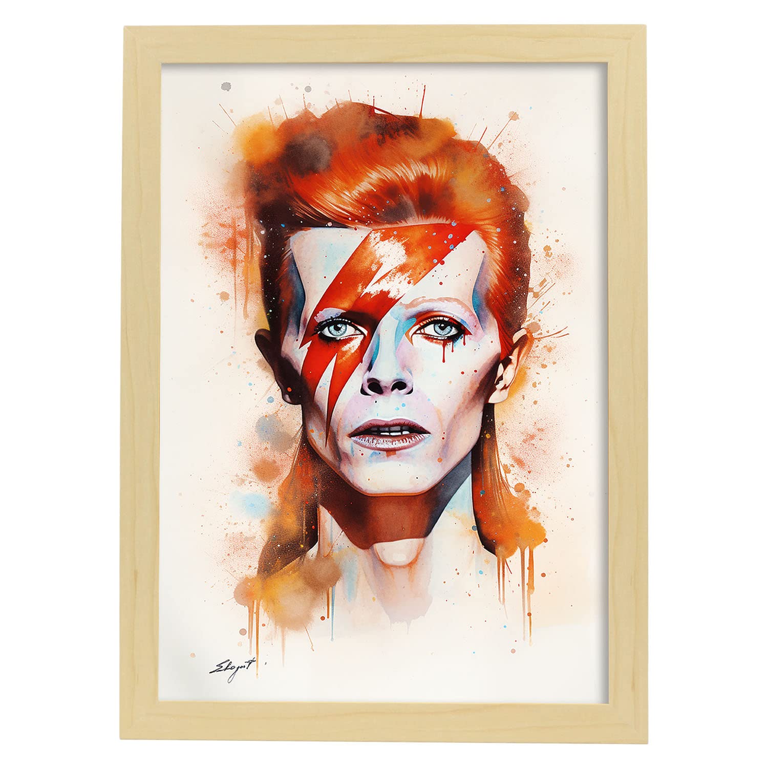 Nacnic david bowie chantant aladdin sain d’esprit affiche d’art A3 Cadre en bois clair - Les Beatles, Paul McCartney, John Lennon, RIngo Starr, George Harrison Nacnic david bowie chantant aladdin sain d'esprit affiche d'art A3 Cadre en bois clair
