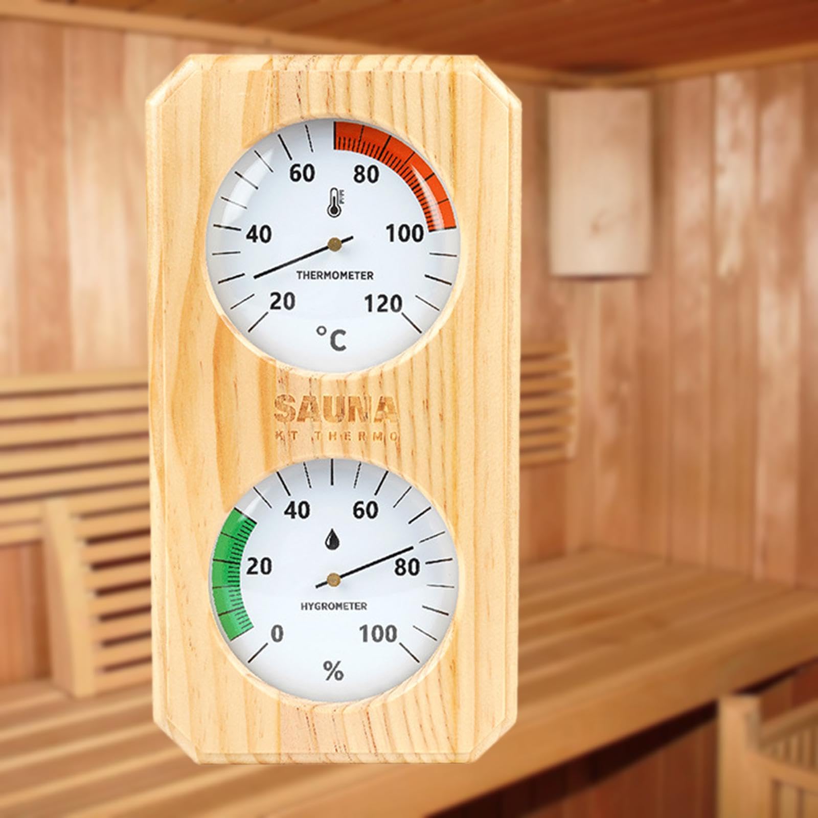 MagiDeal Termometro E Igrometro per Sauna, 2 in 1, in Legno, Facile Installazione, Misuratore di Temperatura E umidità, Celsius Vertical