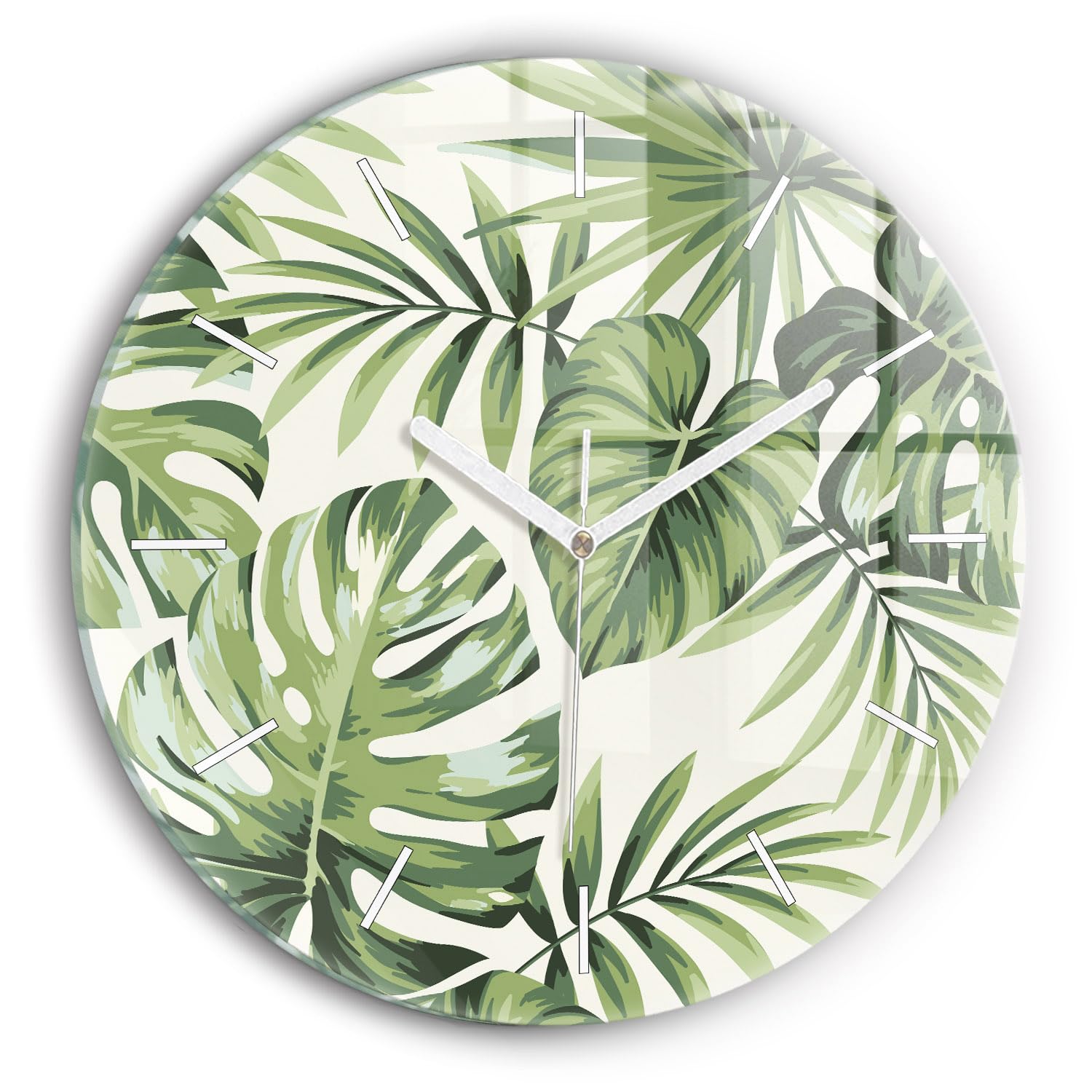 Horloge en verre Wallfluent 30 cm tropicale au mecanisme silencieux