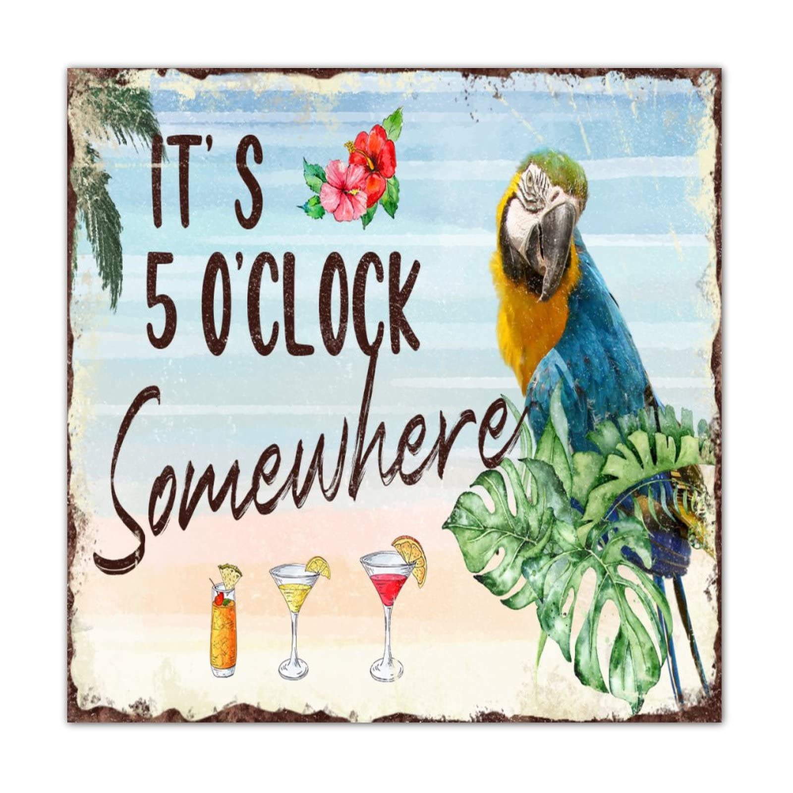 Plaque bois Aloah 40cm décoration murale exotique hawaïenne