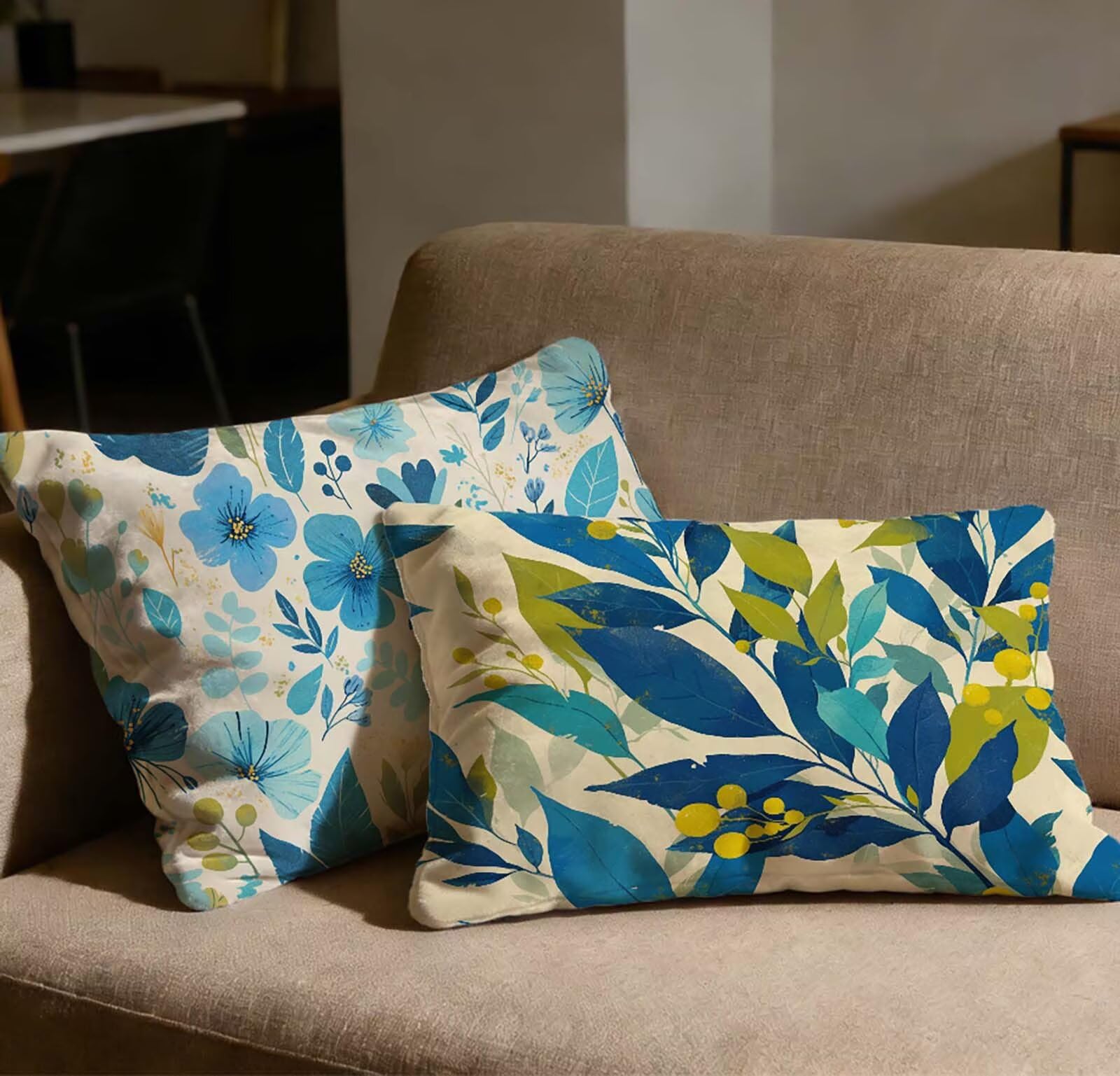 Taie d'oreiller 40x80 velours de qualité, lot de 2 housses de coussin feuille haut de gamme