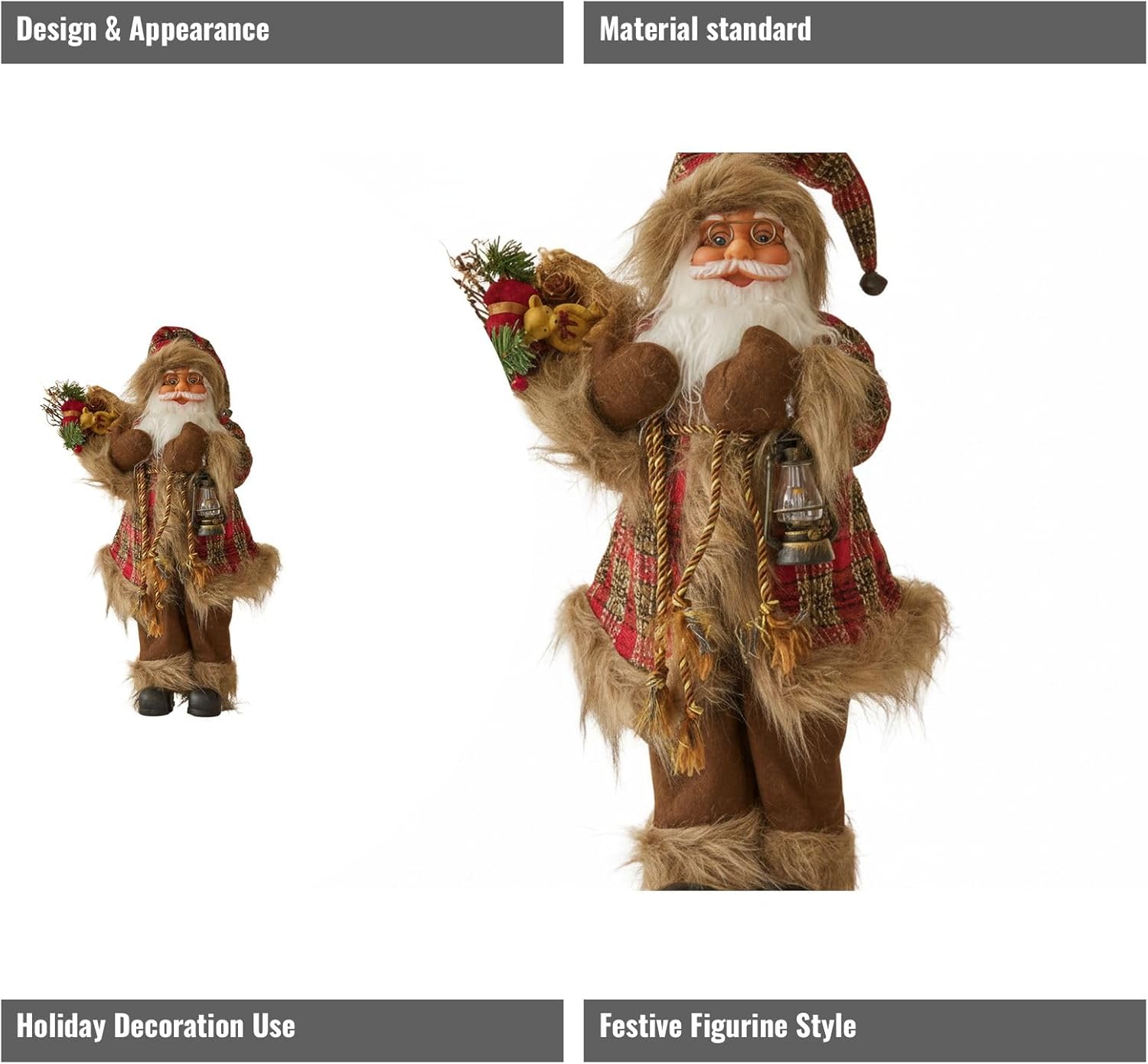Santa Claus Ornament for Christmas Holiday Decoration - Festive Figurine for Indoor Home and Office Use