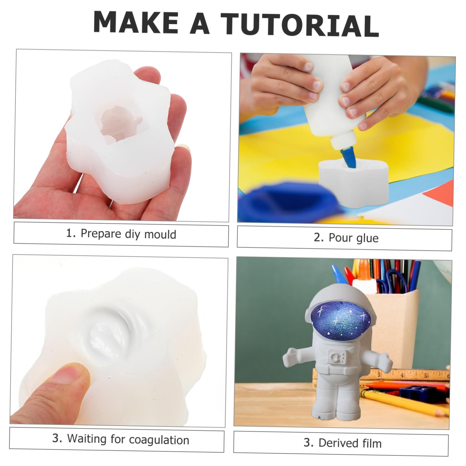 Housoutil 3 Pièces Moule Silicone Astronaute Design pour Diy Gâteaux Bougies Outil de Manuelle pour Fêtes Décorations