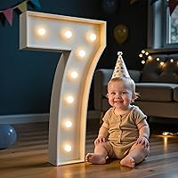 Vista 53 de Imprsv Números de marquesina iluminados de 3 pies para decoraciones de fiesta de cumpleaños 50, números de mosaico para globos, marco de globos