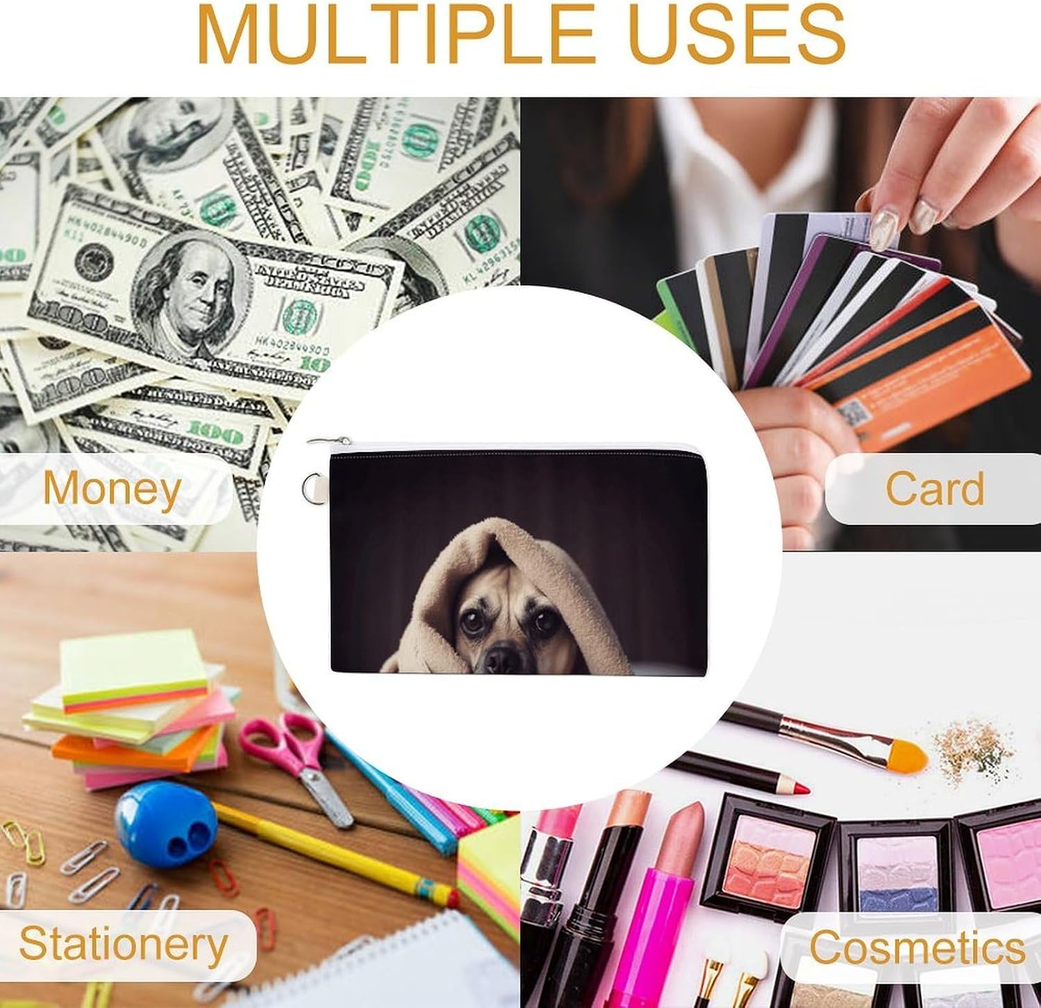 Dog in A Blanket Wallet, Durable Canvas Material And Zipper, Tool Pouch, Compact And Exquisite,Utility Multipurpose Storage Bag for Men And Women