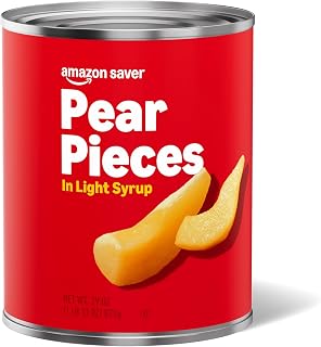 Amazon Saver Pear Pieces in Light Syrup, 29 oz Can - Affordable Sliced Pears for Snacking, Baking & Oatmeal
