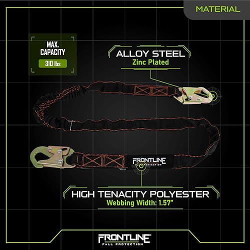 Miniatura 10 de Frontline LIS61R - Cordón de extremo de gancho de refuerzo de una sola pierna de 6 pies con amortiguador interno  Una sola pierna con extremo de