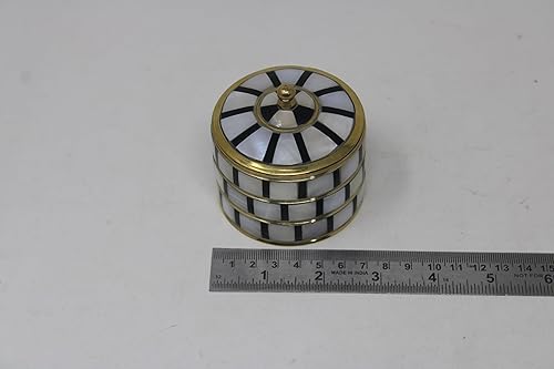 Miniatura 8 de HANDTECHINDIA Joyero decorativo para joyería, regalo único para decoración del hogar, caja de metal antiguo con nácar Sindoor caja  caja de monedas