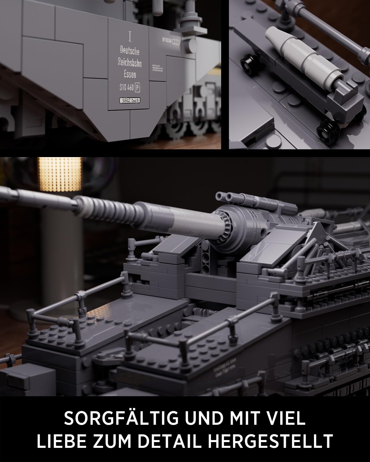 Nifeliz Eisenbahngeschütz Militär Klemmbausteine, Dora Deutscher Schwere Artillerie Modell Sammlerstück, WW2 Schienengeschütz, Geschenk für Erwachsene Männer (2355 Teile)
