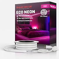 Vista 20 de Shine Decor Tira de luces LED de cuerda AC 120V, tira de neón eco sin puntos de 120LEDs/M, conectable y cortable, ETL IP65 impermeable y resistente