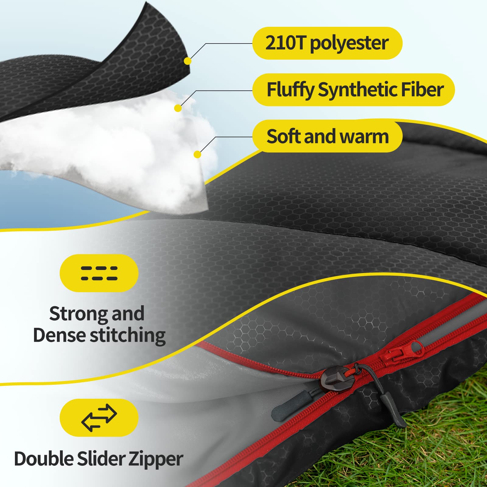 Bessport Sacos de Dormir Superligero Impermeable Sacos de Dormir con Bolsa de Compresión Adecuado para Acampar Hacer Senderismo y Otras Actividades al Aire Libre