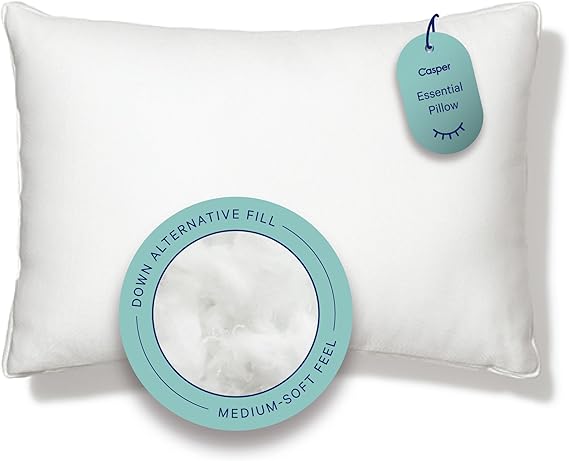 Casper Essential Pillow for Sleeping, King, White, Two Pack