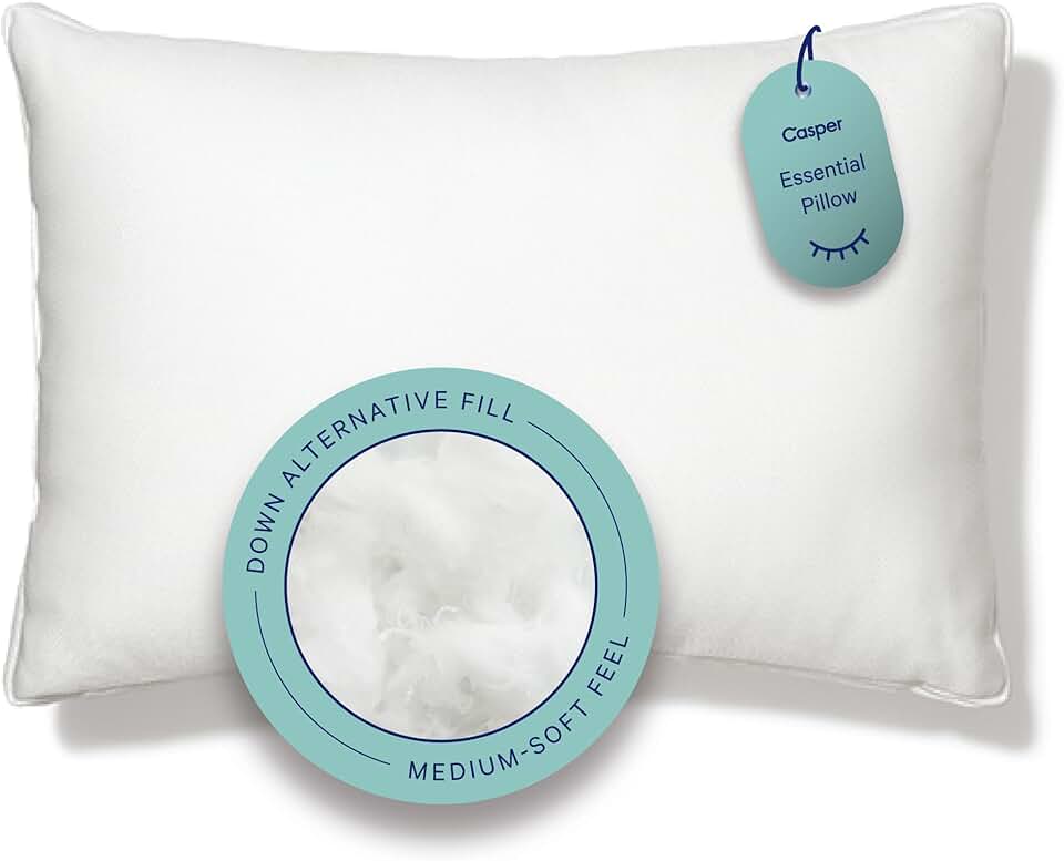 Sleep Essential Pillow, Standard Size – Medium Soft Feel, Down-Alternative Fill, Supports Side, Back & Stomach Sleepers product image