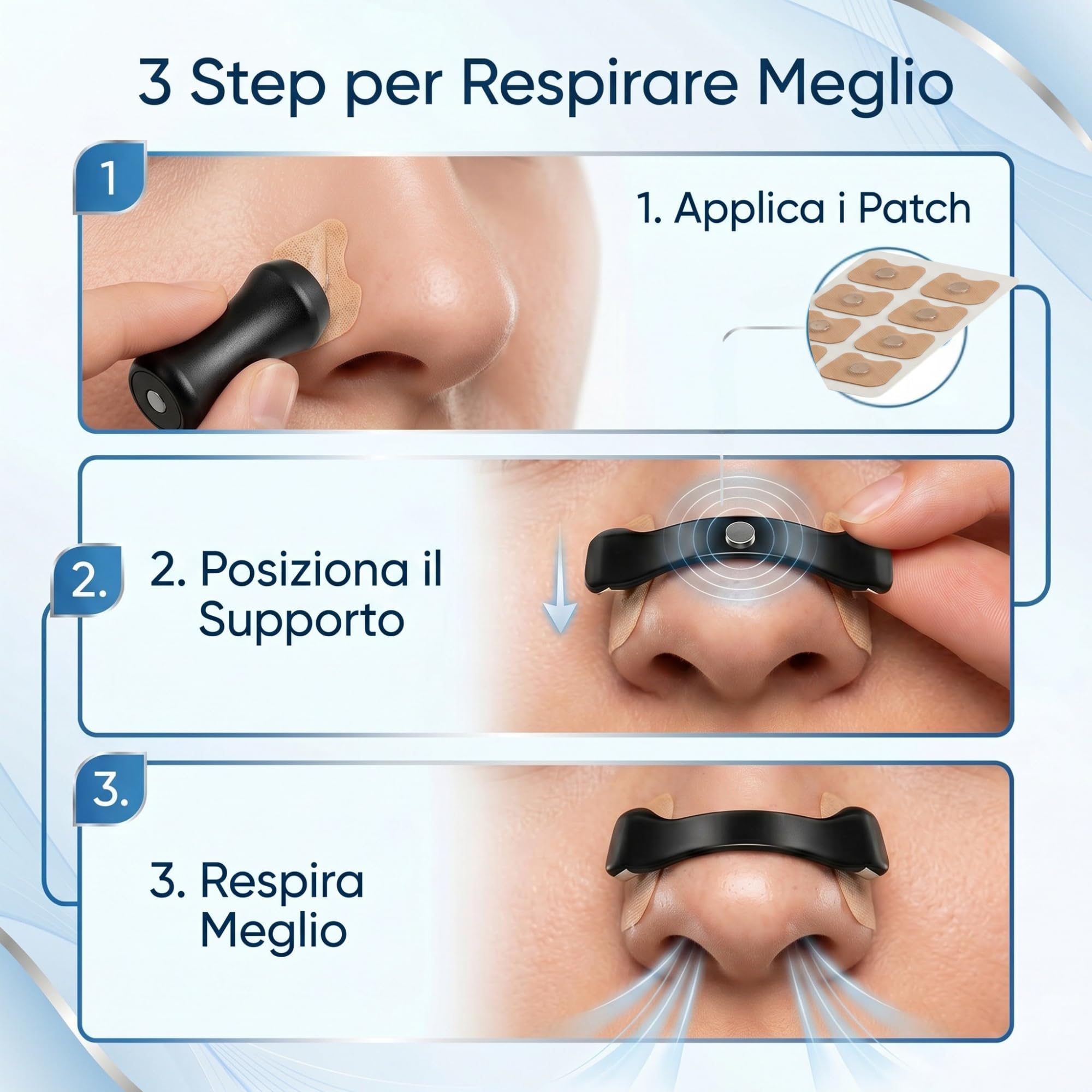ACant – Ricariche Cerotti Nasali Magnetici, 60 Cerotti Nasali Extra Forti Compatibili con Dilatatore Nasale Magnetico – Cerottini Nasali Respira Bene, Cerotti Nasali Antirussamento – Solo ricariche