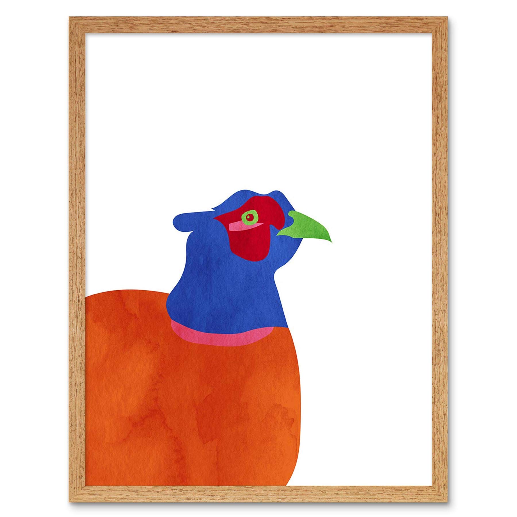 Wee Blue Coo Bright Pheasant Bird Art Print Framed Poster Wall Decor 12X16 Inch