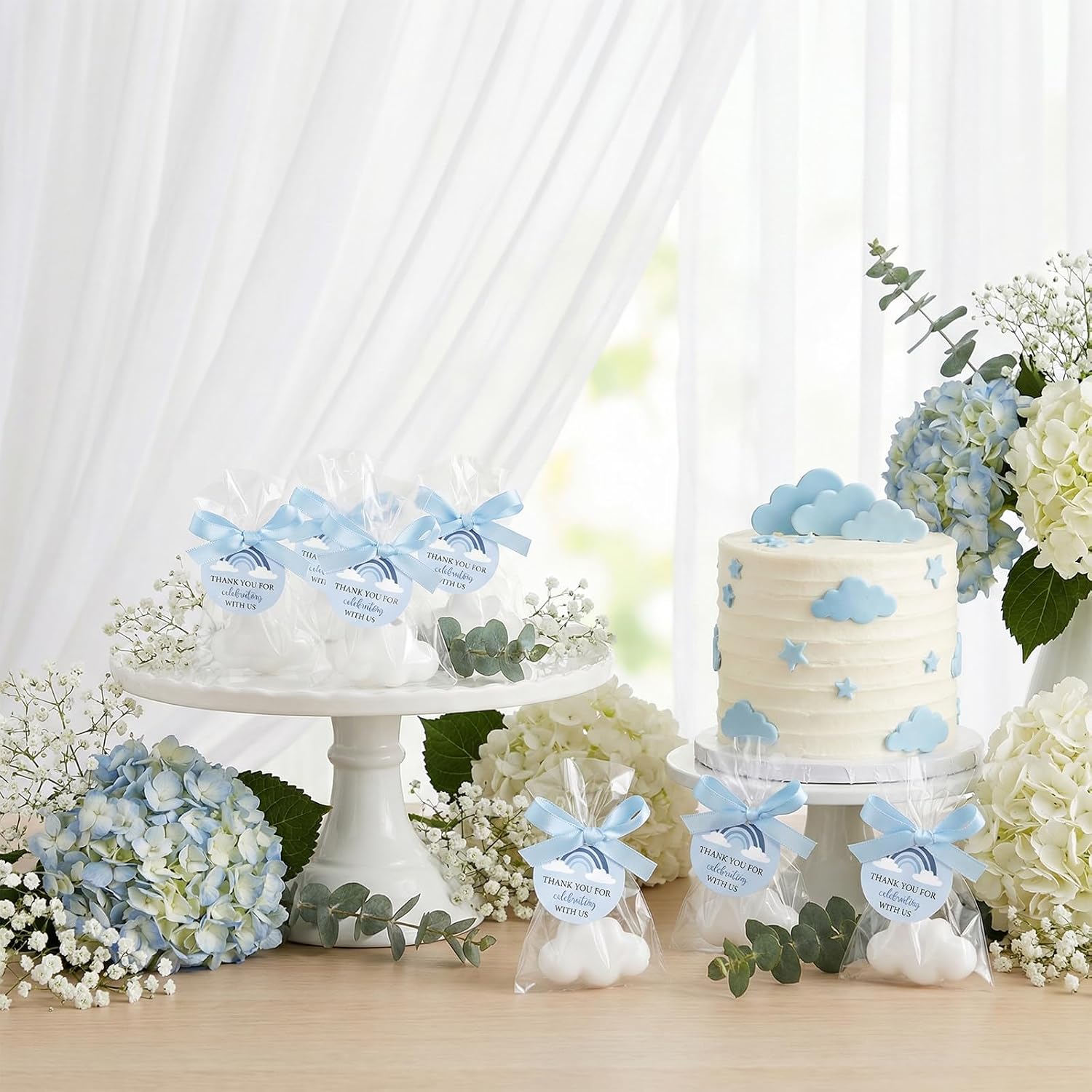 30 Sets Baby Shower Favors for Guests, Mini Cloud Shaped Scented Soap Gifts with Thank You Tags, Ribbons, OPP Bags for Baby Bridal Shower Wedding Birthday Party Return Gifts, 2.17 x 1.38 in