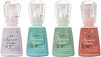 Nuvo Shimmer Powder 4-Color Bundle: Violet Brocade, Atlantis Burst, Green Parade, Catherine Wheel - Vibrant Craft Glitter Set