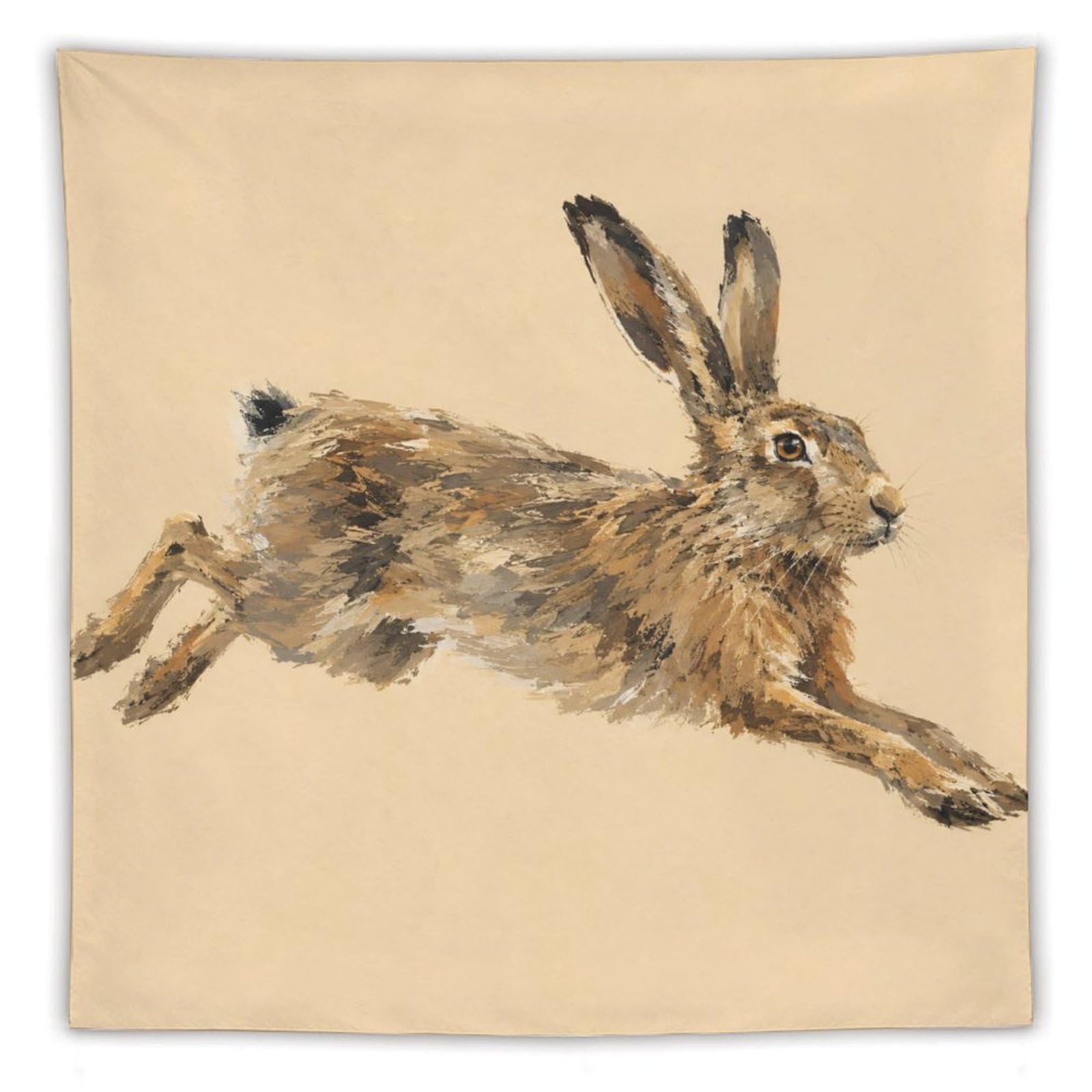H3B8U2Y5 Leaping Hare Wall Tapestry, Watercolor, Loose Watercolor