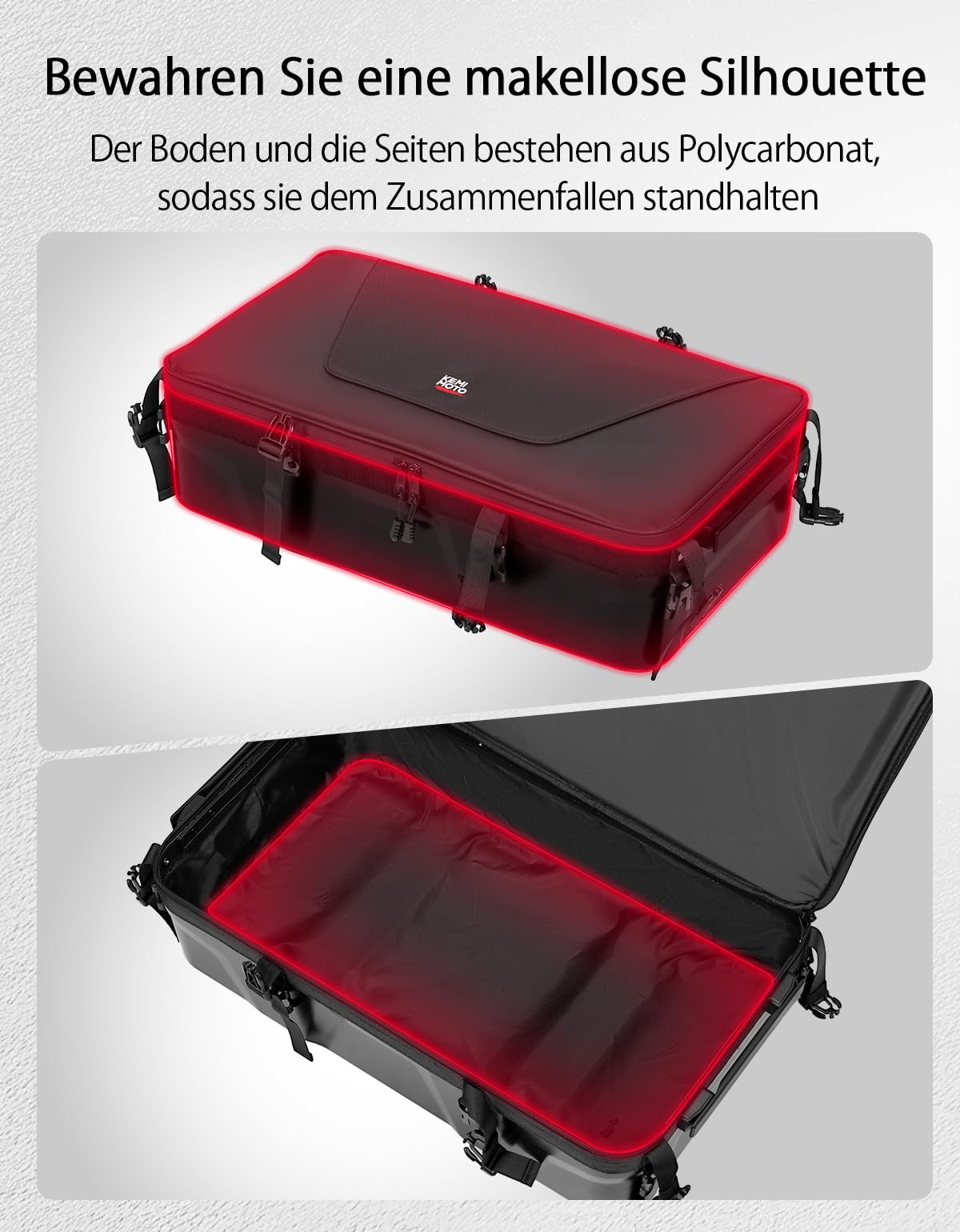 KEMIMOTO Motorrad Tasche 35L, wasserdichte Motorrad Hecktasche, große Kapazität, erweiterbare Satteltasche, Gepäckträgertasche mit Regenhülle, einfache Montage, Schwarz