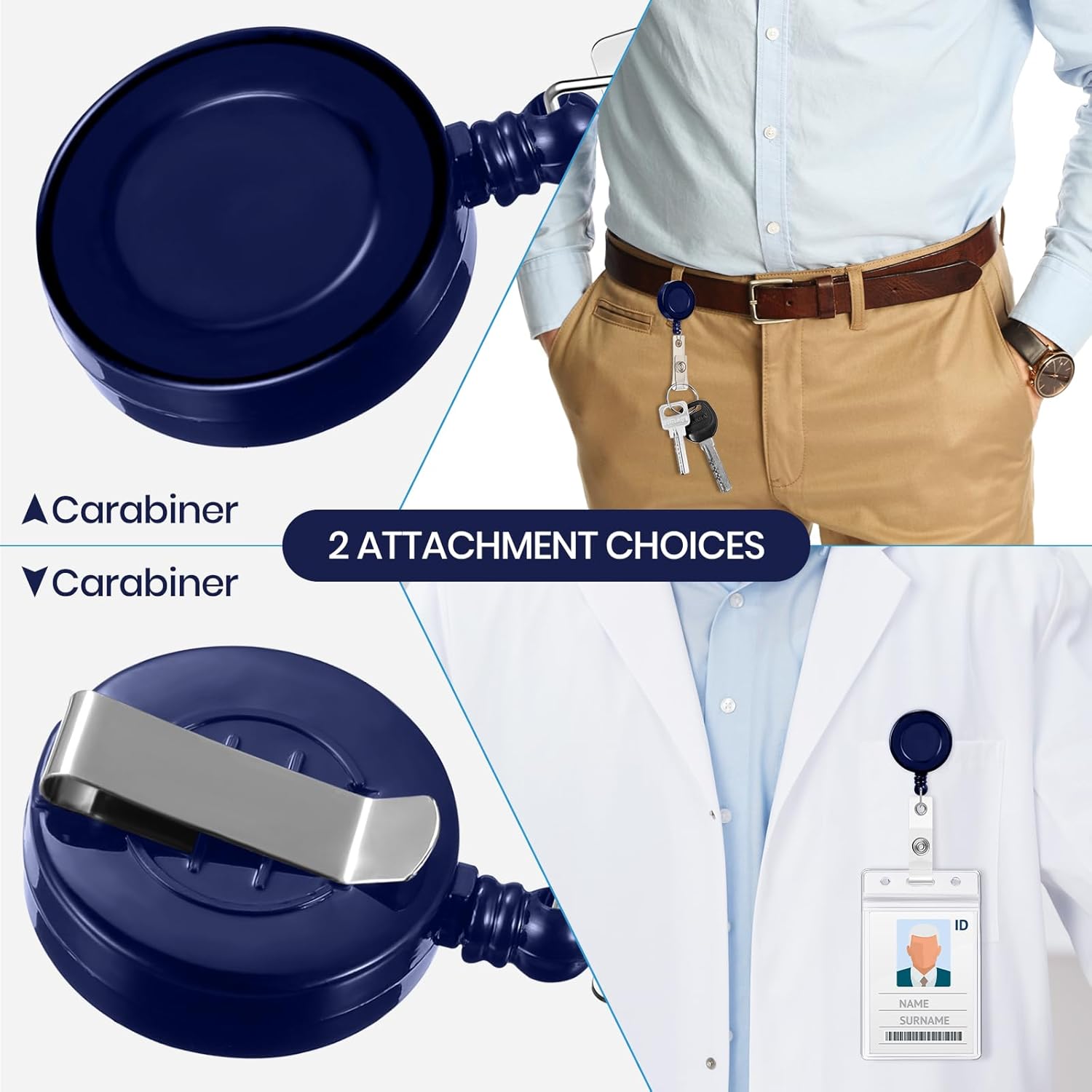 Zonon 100 Pieces Retractable Badge Reel Clips ID Card Holder Reel with Metal Belt Clip for Hanging Cards Key Chains, Name Badge Holders for Nurses Teachers Students(Dark Blue) - Image 6