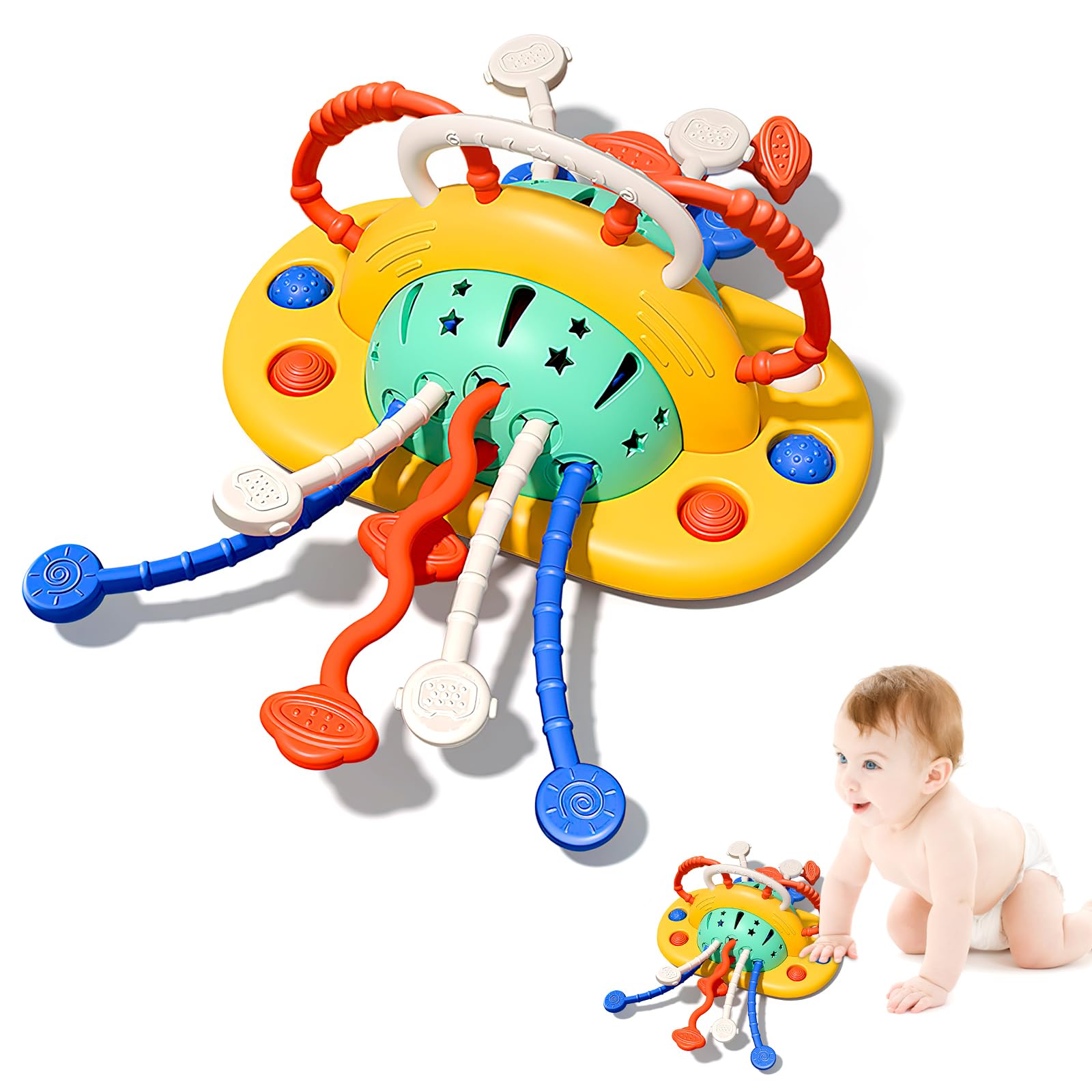 Montessori Sensorik Spielzeug Für Babys Ab 6 Monaten – Zugschnurspiel Mit Silikon-Strings & Flugzeug-Design