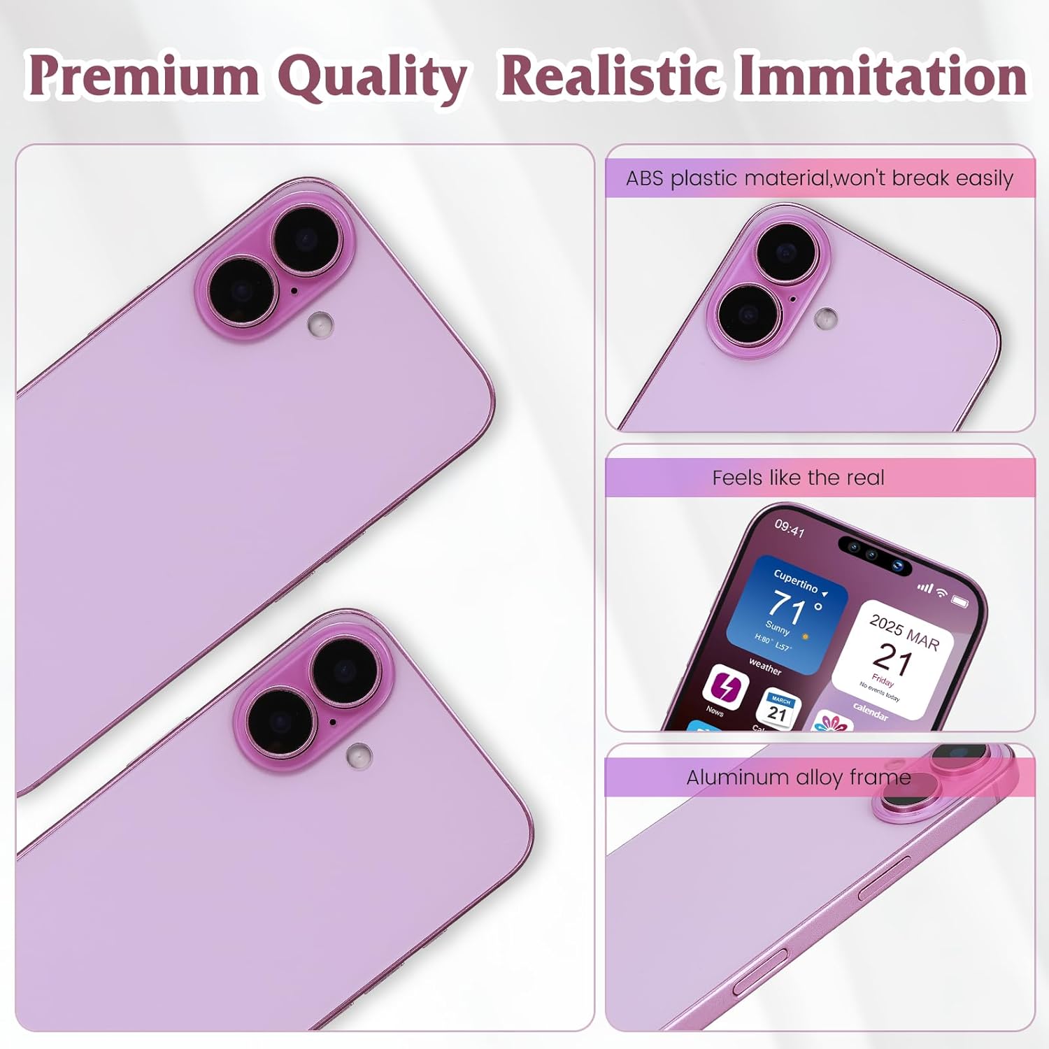 Dummy Fake Phone Model, Looks Like The Real Phone Compatible with Phone 16, for Cell Phone Store Display or Send a Toy Phone 16 for Kids (Pink Rainbow) Pink Rainbow screen