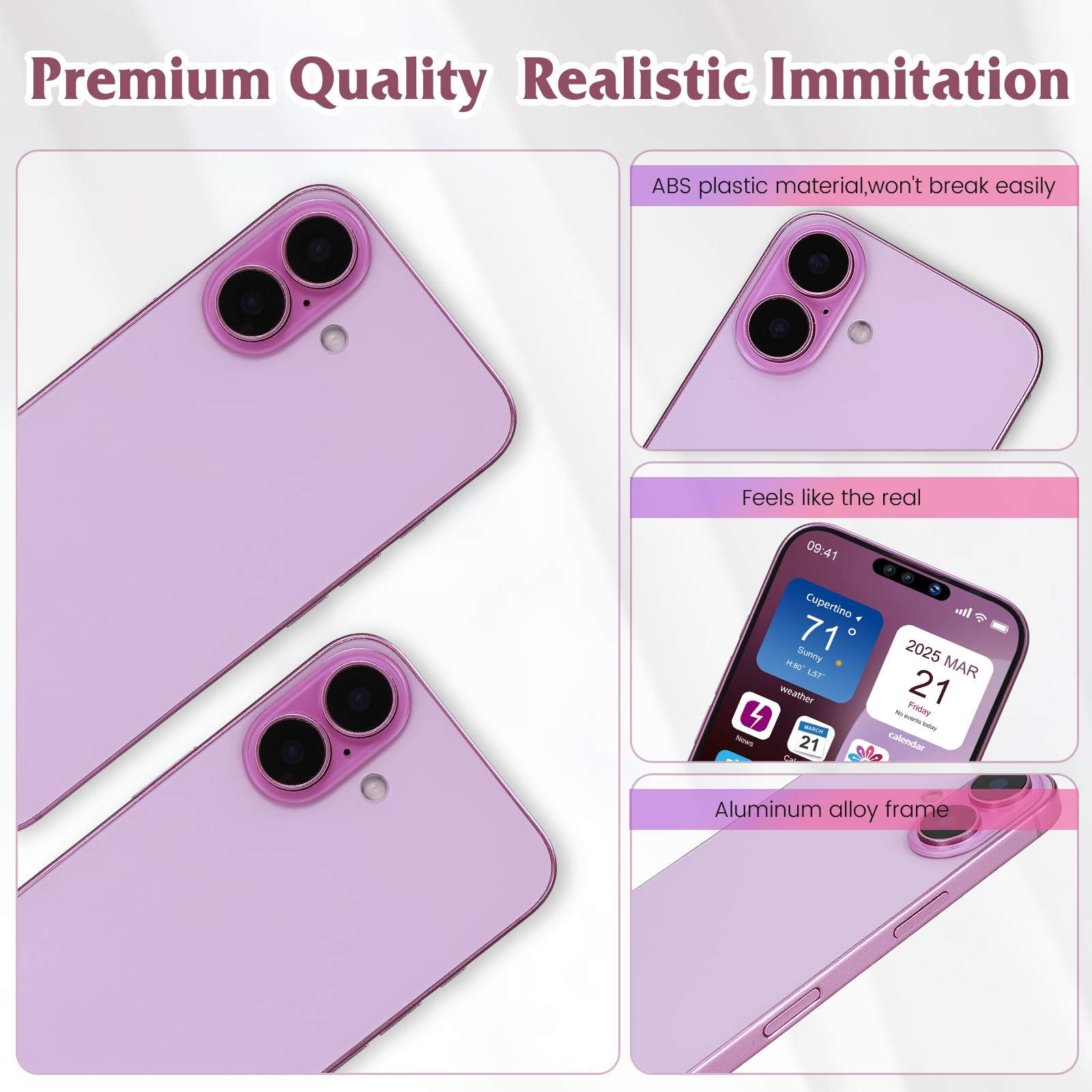 Modelo de teléfono falso falso, parece el teléfono real compatible con el teléfono 16, para exhibición de tienda de teléfonos celulares o enviar un teléfono de juguete 16 para niños (arcoíris rosa) 3
