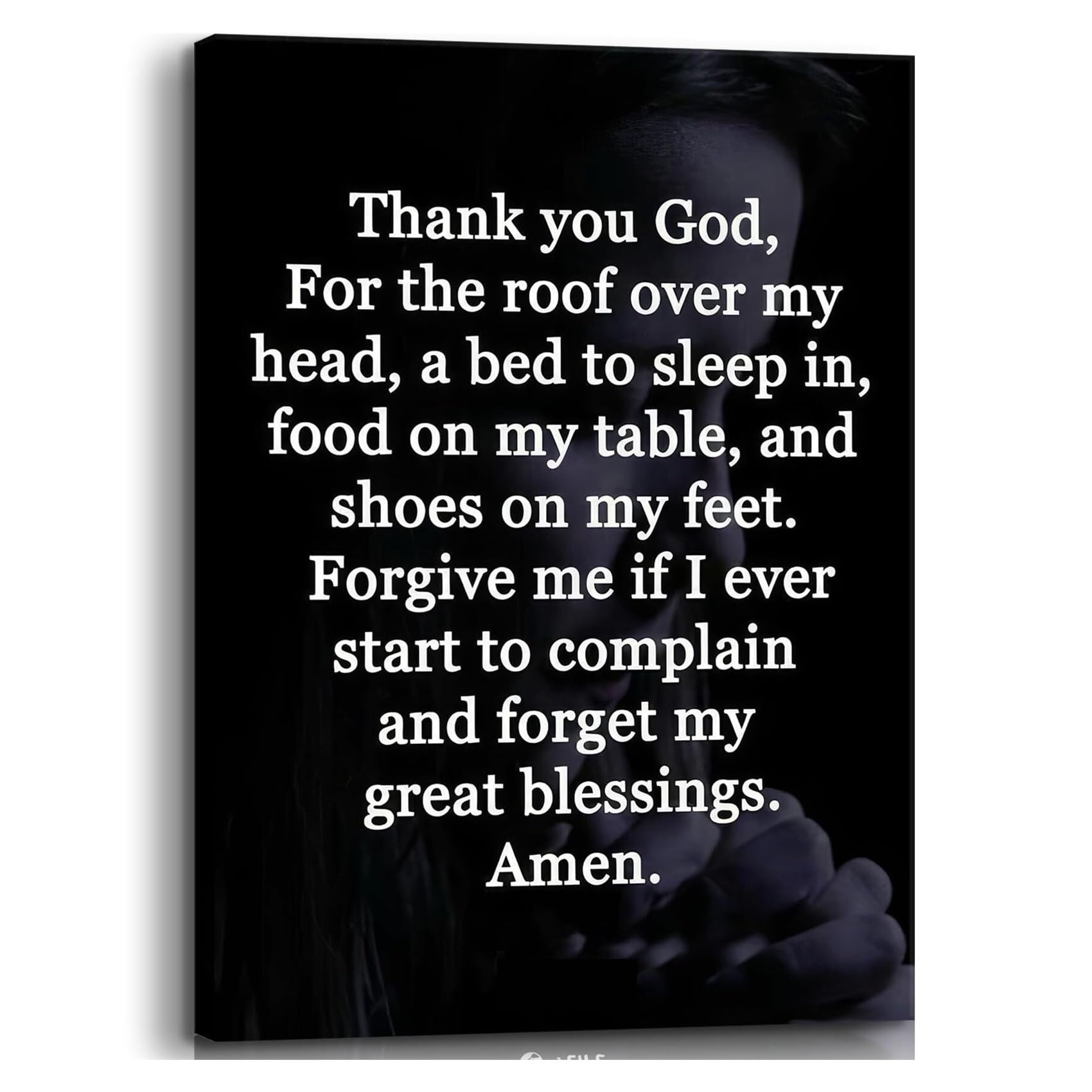 XGINERFEX God Inspirational Canvas - Religious Wall-Art Featuring a Gratitude Verse for Prayer Room, Study, or Cottage Decor(Framed,12x18inch(30x45cm))