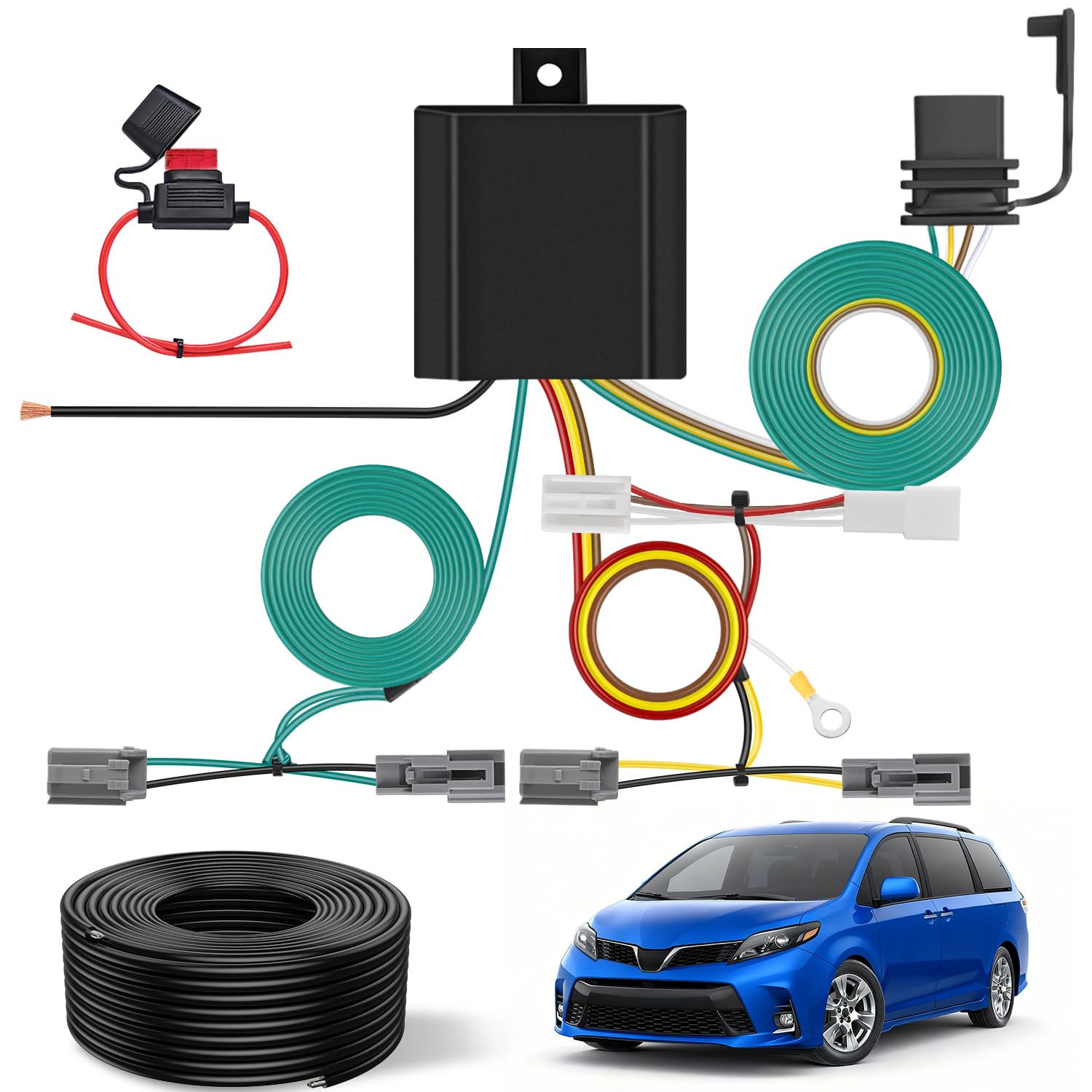 Nilight 4 Pin Trailer Wiring Harness Kit 56106 Vehicle Standard 4 Way Connector Custom for 2011 2012 2013 2014 Toyota Sienna, 2015 2016 2017 2018 2019