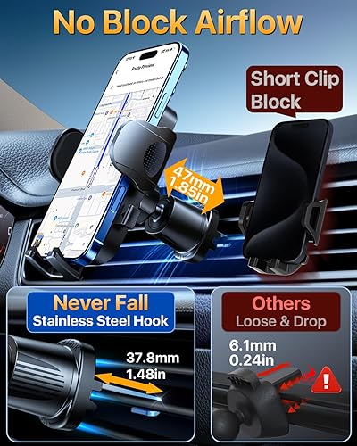 Miniatura 8 de YRU Verdadero soporte de teléfono de automóvil de grado militar [succión de rotación de 360°] 2026 Ultimate Car Phone Mount 【90 libras más seguro