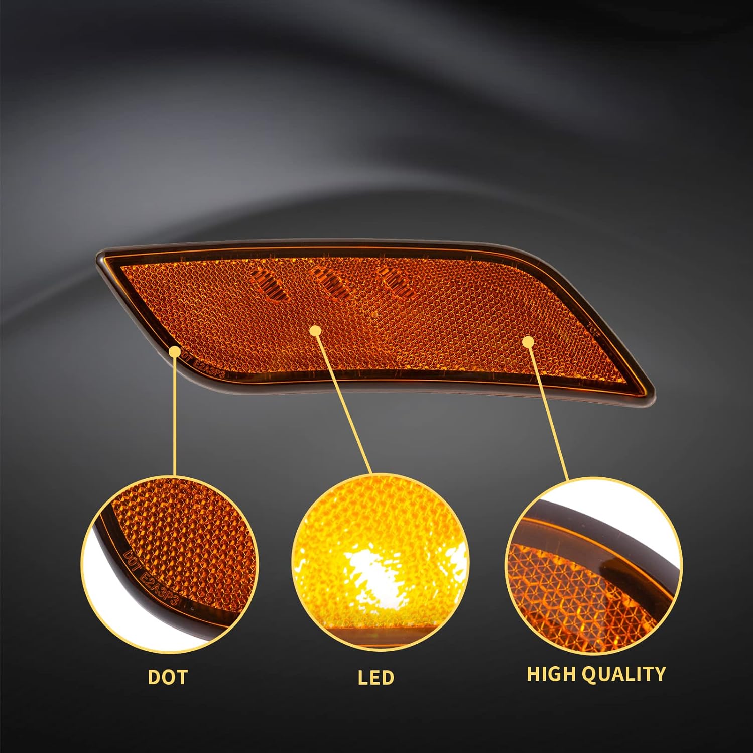 2PCS Front Fender Turn Signal Lights LED Side Indicator Lamp Fit for Peterbilt 579 2013-up, Peterbilt 587 2011-2018 Driver & Passenger Side P54-6147, P54-6147R