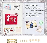 Vista 16 de Tablero de anuncios, pizarra blanca de fieltro para oficina, escuela, cocina, dormitorio, marco de madera blanca, 10.2 x 14.2 pulgadas, pizarra