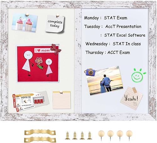 Miniatura 16 de Tablero de anuncios, pizarra blanca de fieltro para oficina, escuela, cocina, dormitorio, marco de madera blanca, 10.2 x 14.2 pulgadas, pizarra