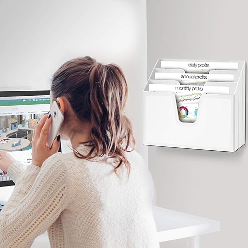 Miniatura 4 de Acrimet Organizador horizontal triple para carpetas de archivos (color blanco)