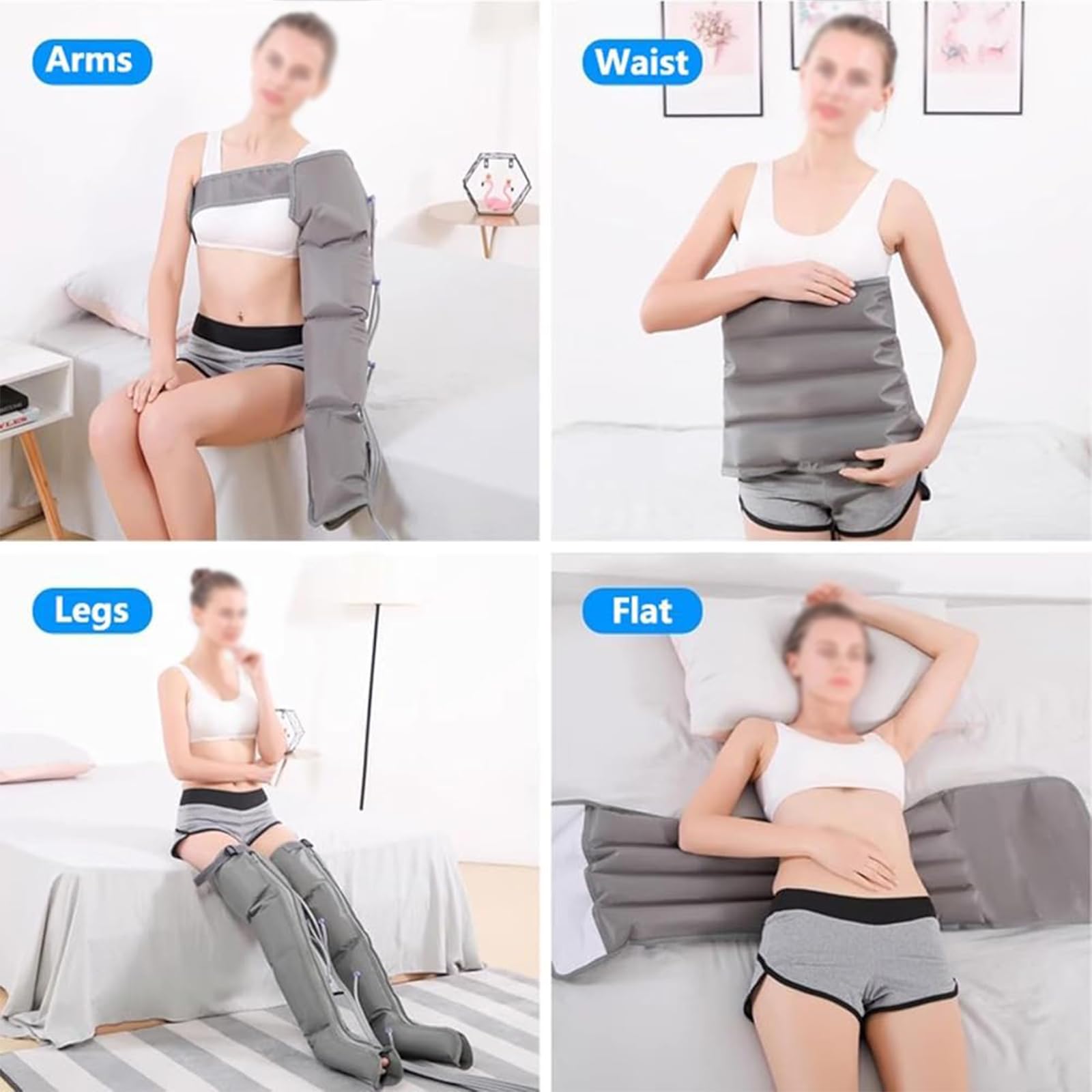 Botas masajeadoras de piernas de compresión de aire, terapia de presión para mejorar la circulación, diseño de 6 cavidades para pies, brazos, piernas, recuperación de cintura y relajación