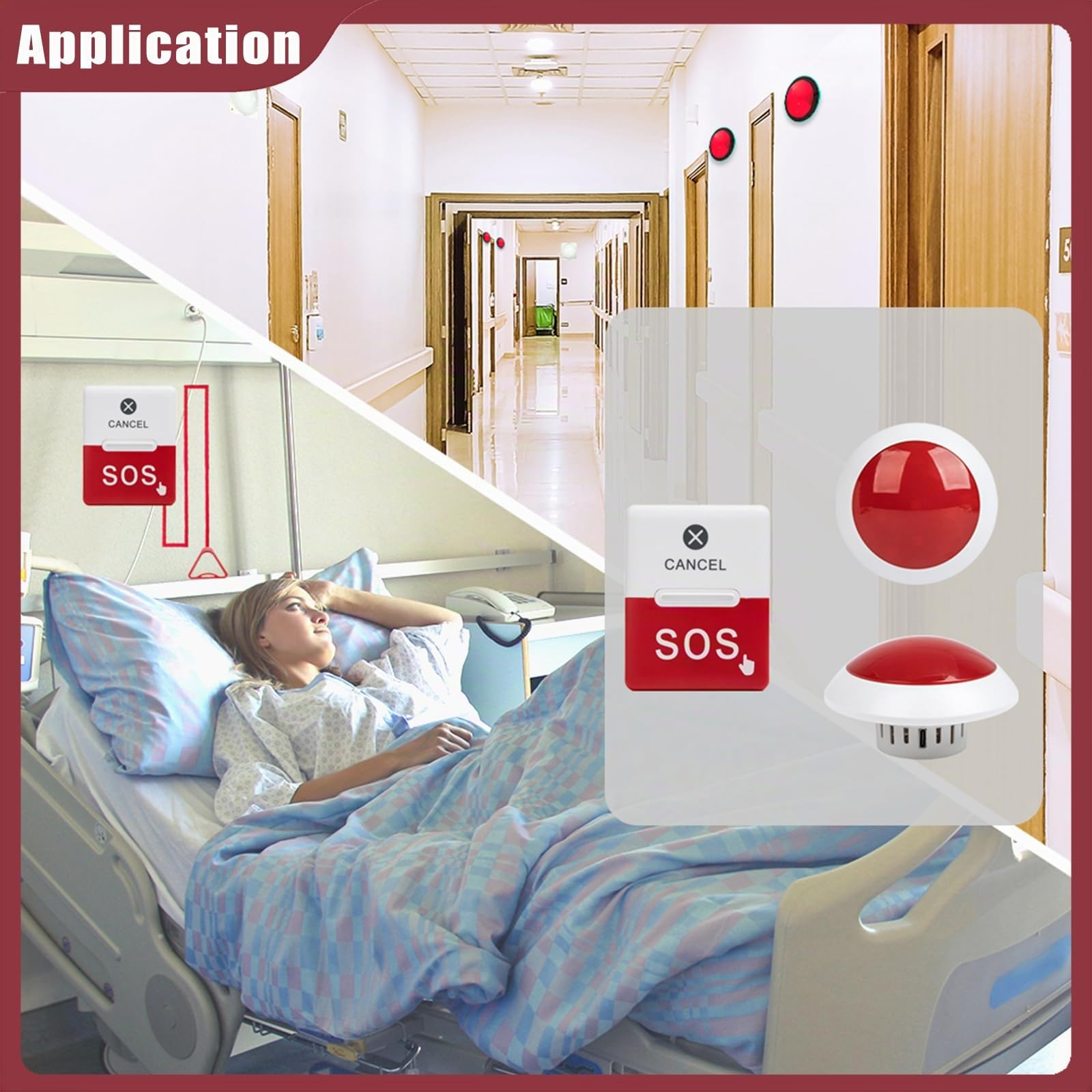 SOS Alarme pour Toilettes, Sanitaires et Salle de Bains – Système d’Appel d’Urgence pour Personnes handicapées, PMR, Malades – Idéal pour Maison, EHPAD, Magasin (1x Sonnerie +1x Bouton à cordelette)