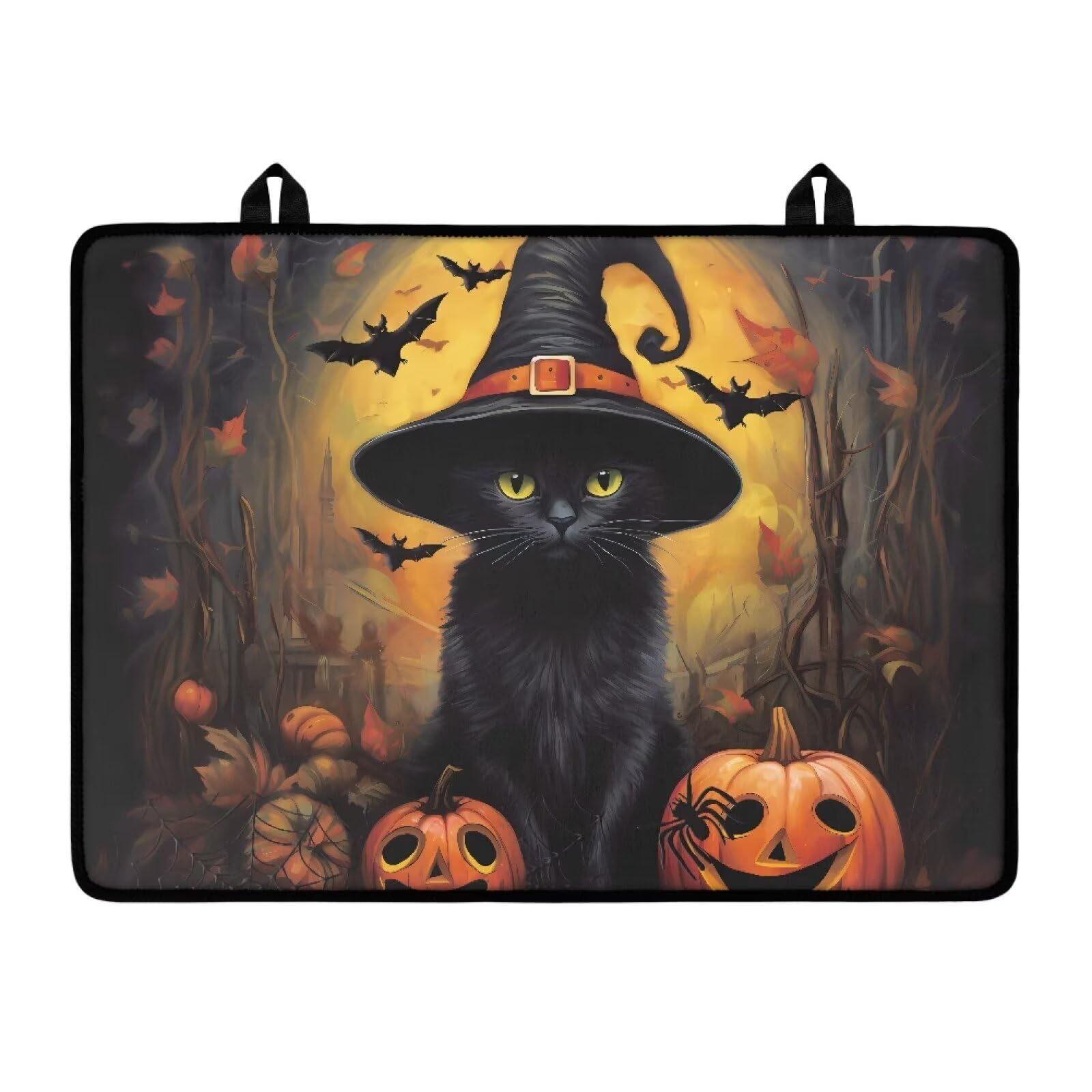 Black Cat Pumpkin Print Top Cover for Electric Stove, 30 x 21 Inch Stove Top Protector, Ceramic Glass Electric Stove Top Cover, Glass Stove Top Protector Halloween Kitchen Decor