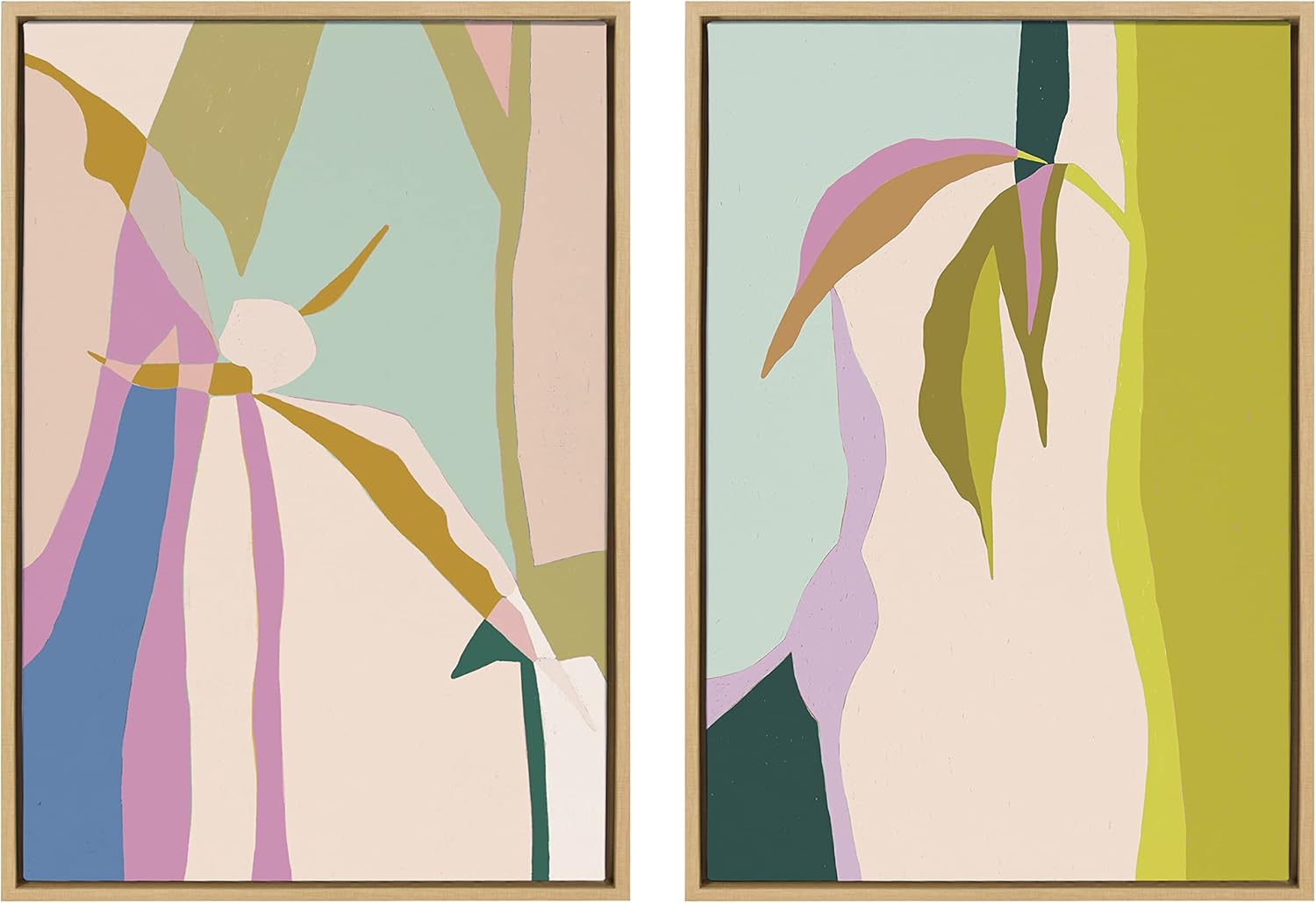Abstract Canvas Print Set in Natural Frame, 23x33