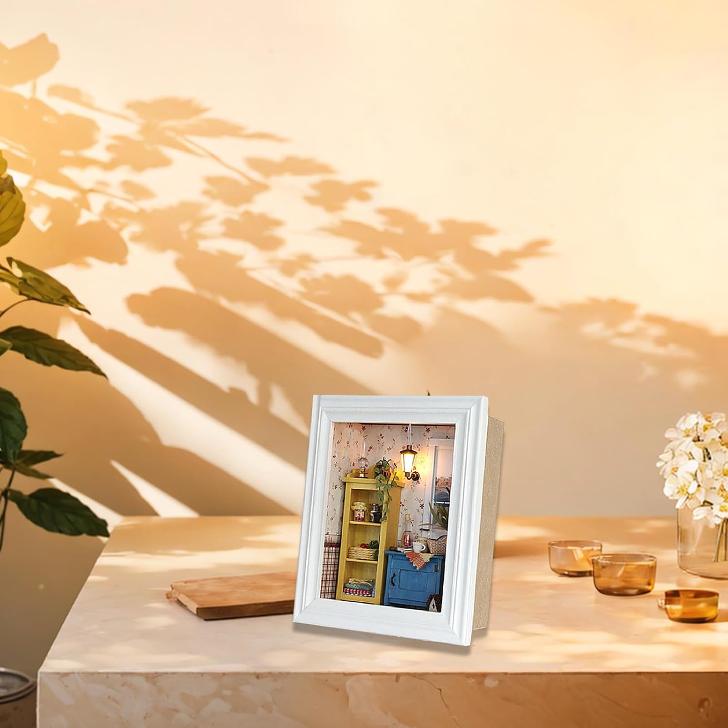 Photo Frame, Creative Photo Frame With Led Light, Wise House Frames, Sensory Miniature Decoration, Picture Frames for Wall Hang Desk Gallery Home Decor